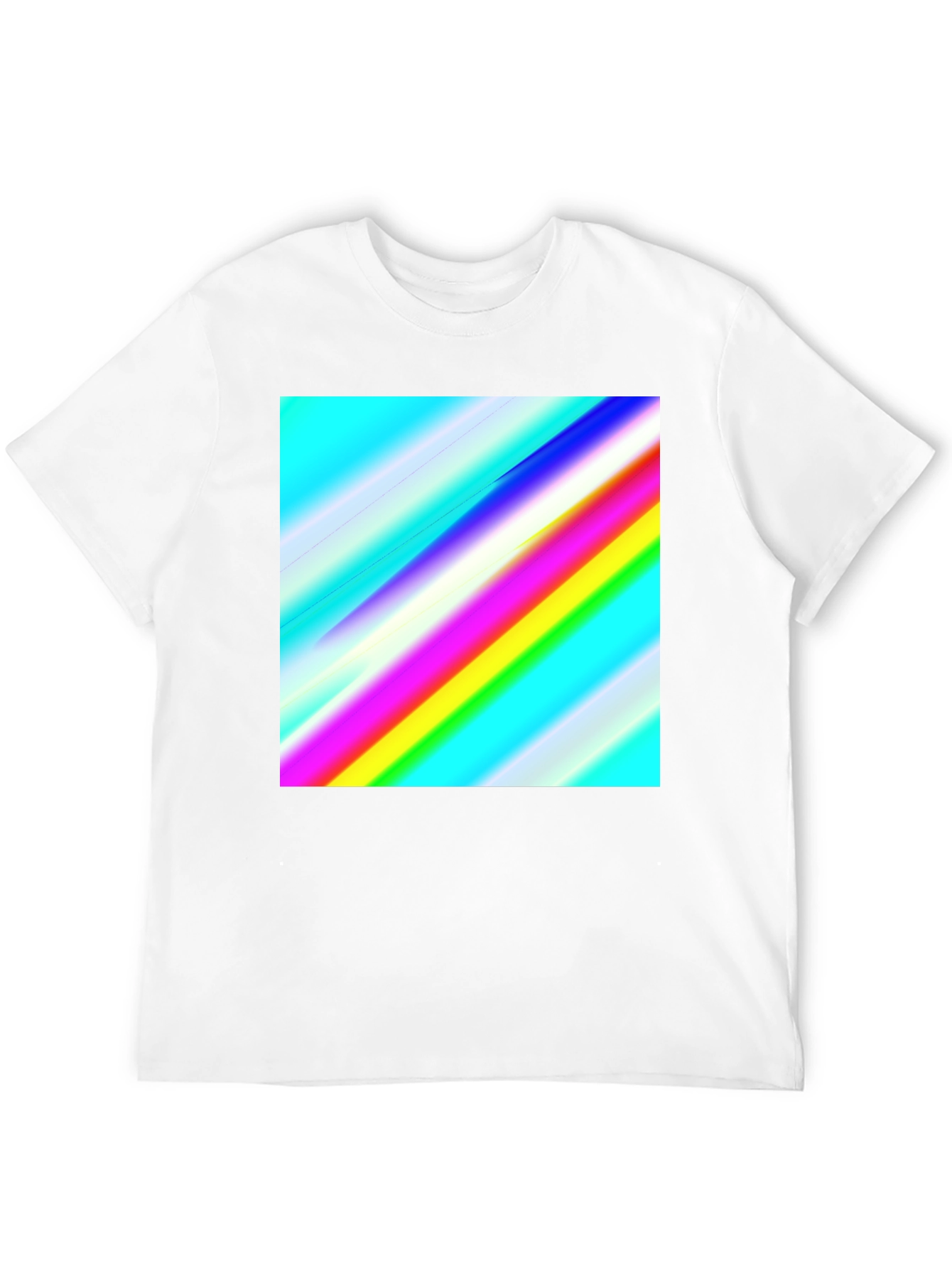 Black Rainbow Stripe Graphic Tee - Men's Casual Black T-Shirt view 12