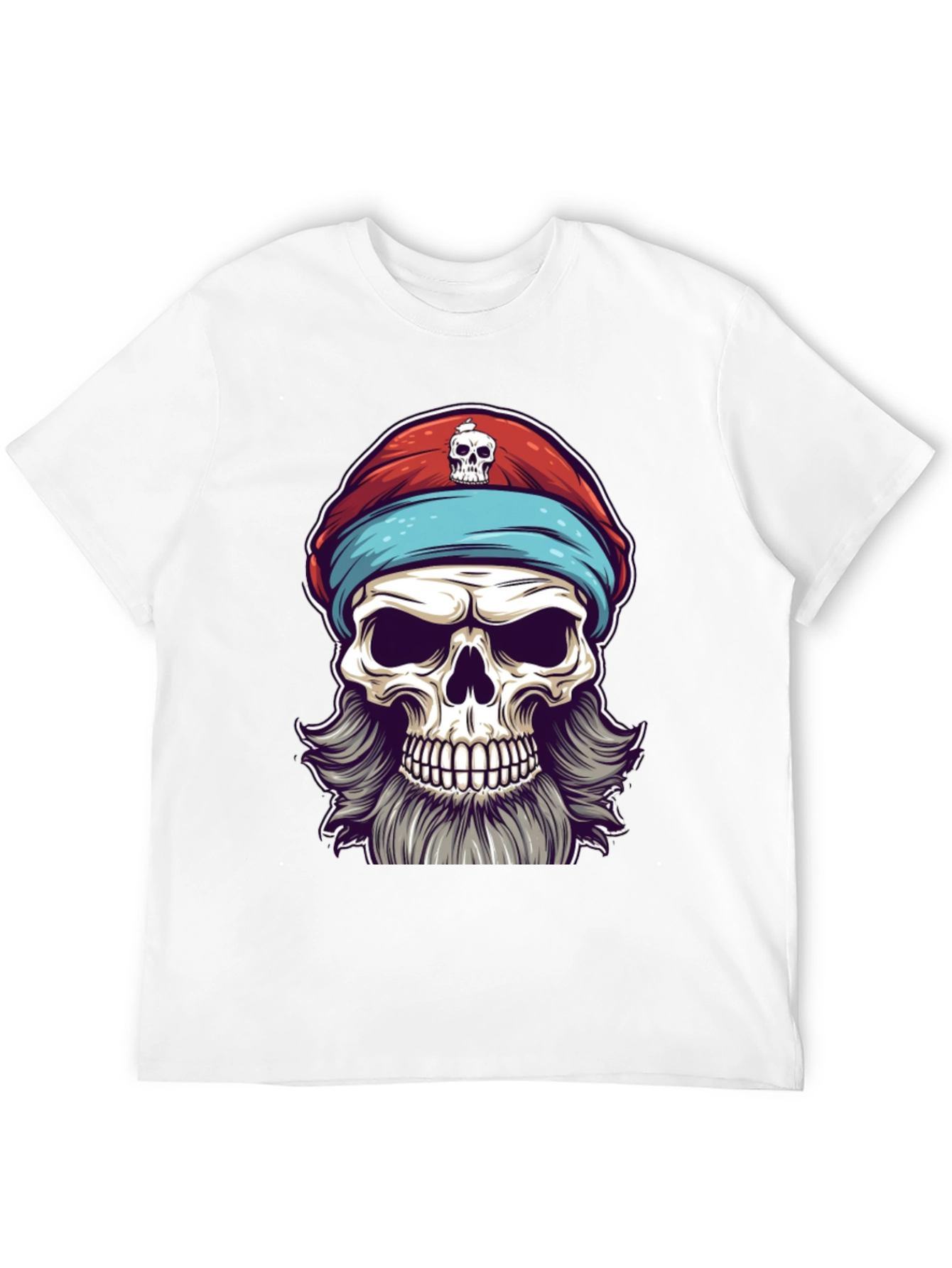 Black Skull Pirate Graphic Tee - Black Cotton T-Shirt view 12