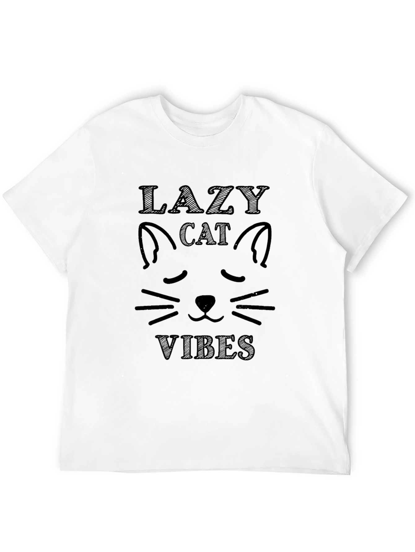 Black Lazy Cat Vibes T-Shirt - Relaxed Fit view 12