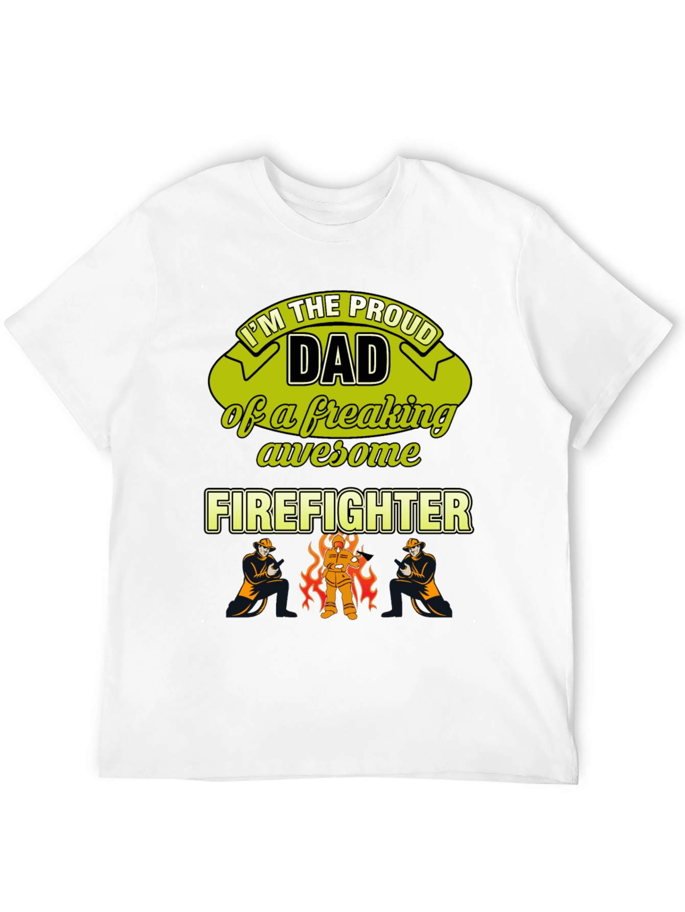 Black Proud Firefighter Dad T-Shirt view 12