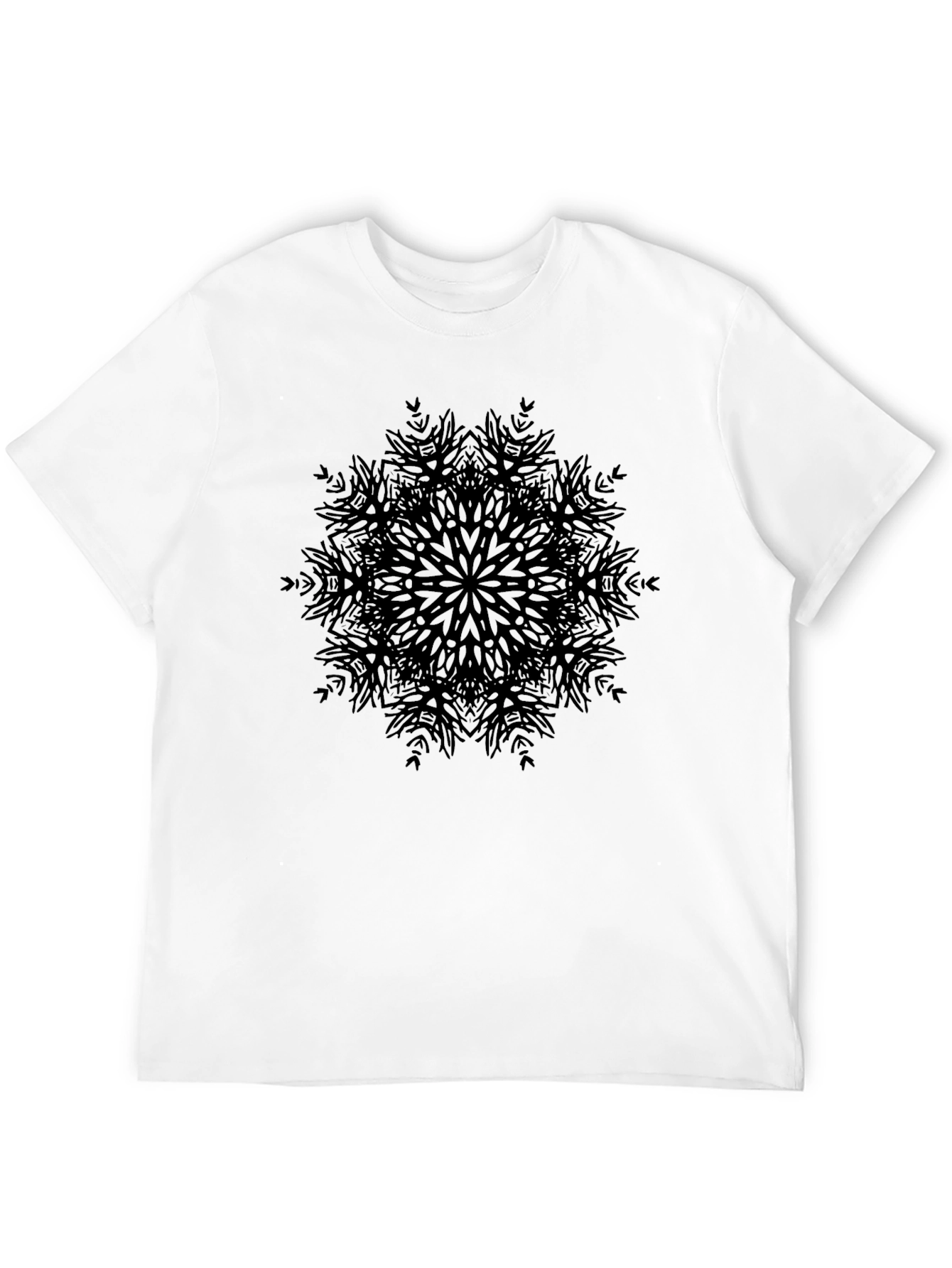 Black Abstract Mandala Print Black T-Shirt view 12
