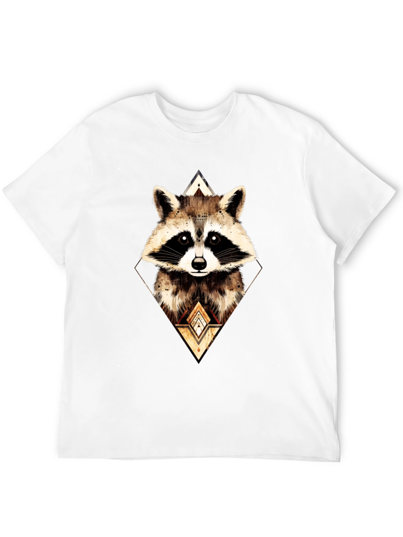 Black Geometric Raccoon Graphic Tee - Black view 12
