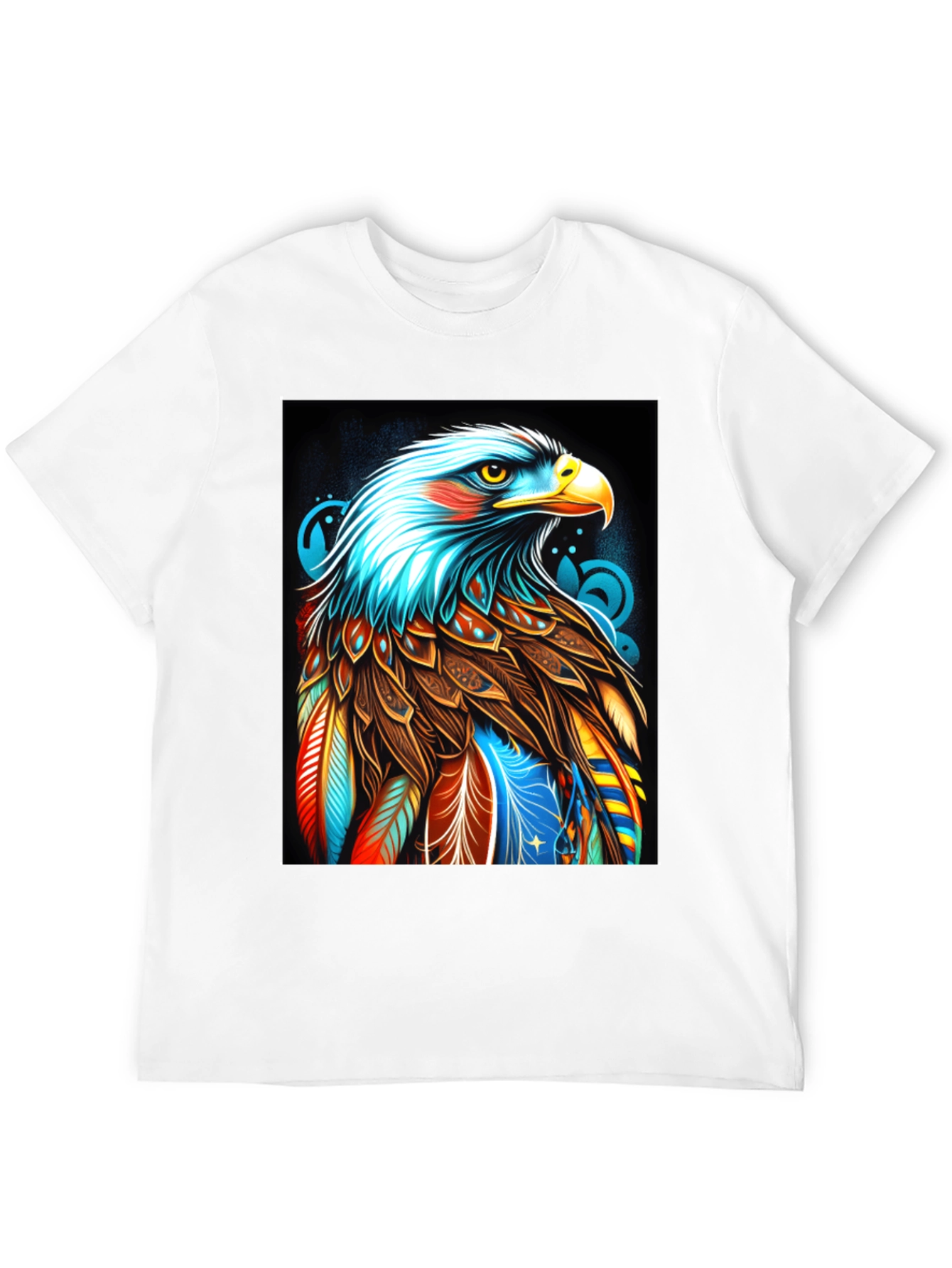 Black Colorful Eagle Graphic Black T-Shirt view 12