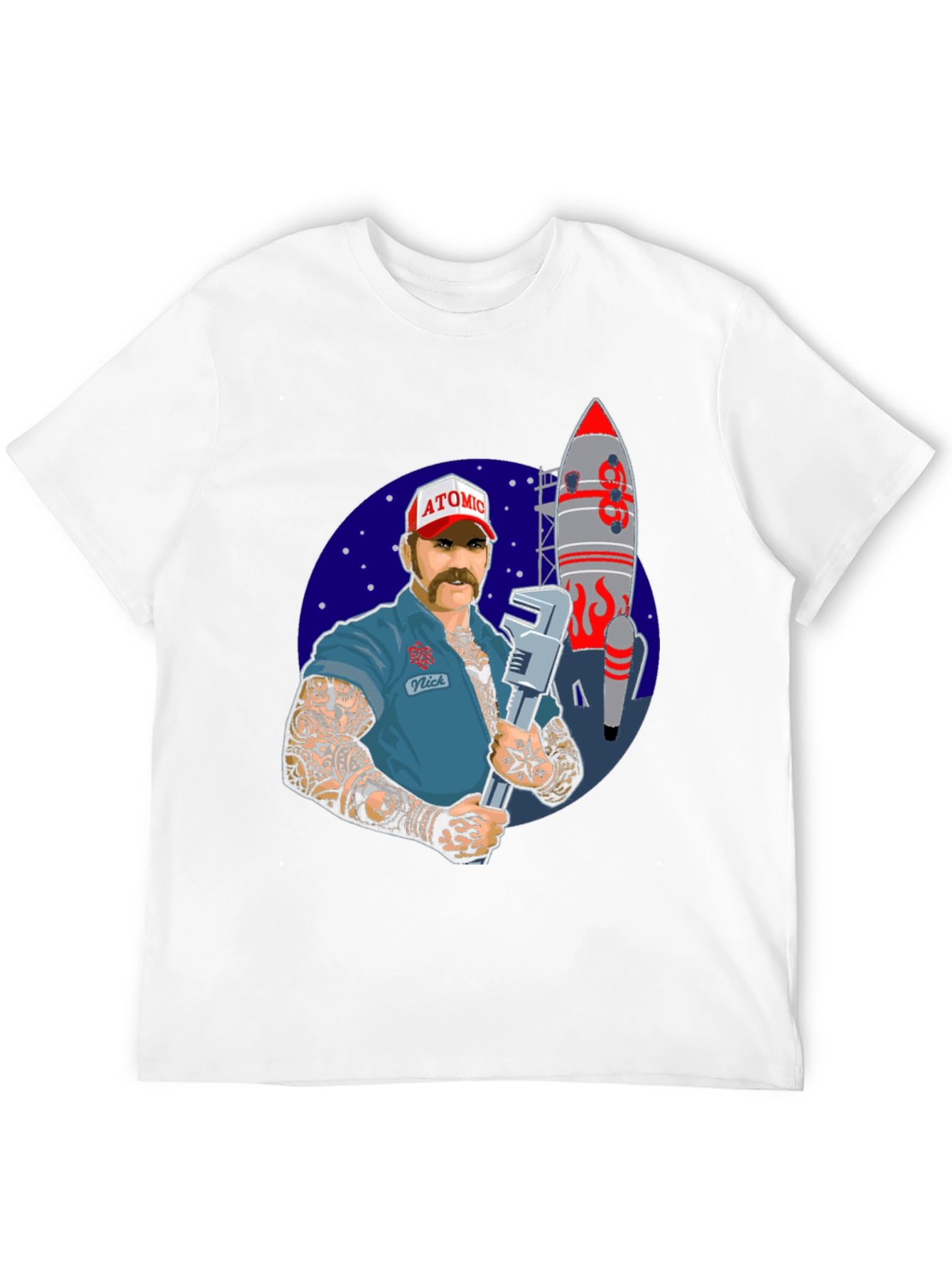 Black Atomic Mechanic Rocket T-Shirt view 12