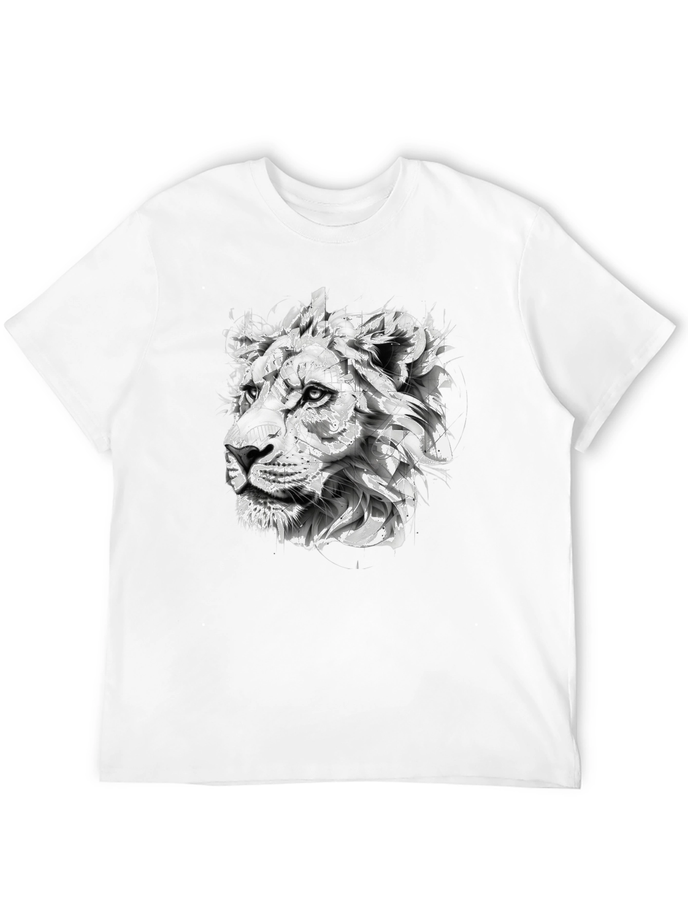 Black Lion Head Graphic Print Black T-Shirt view 12