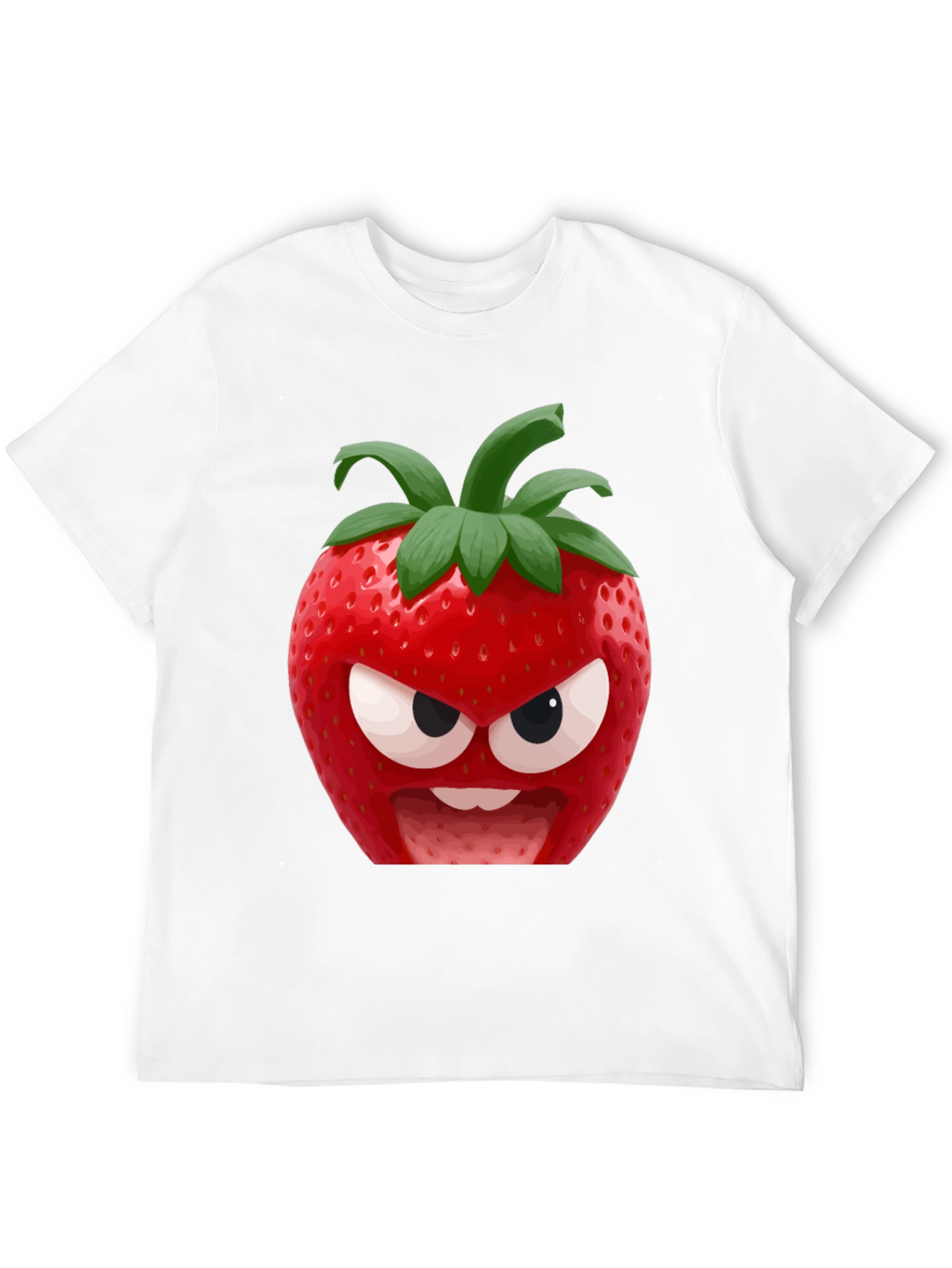 Black Angry Strawberry Graphic T-Shirt - Funny Fruit Tee view 12