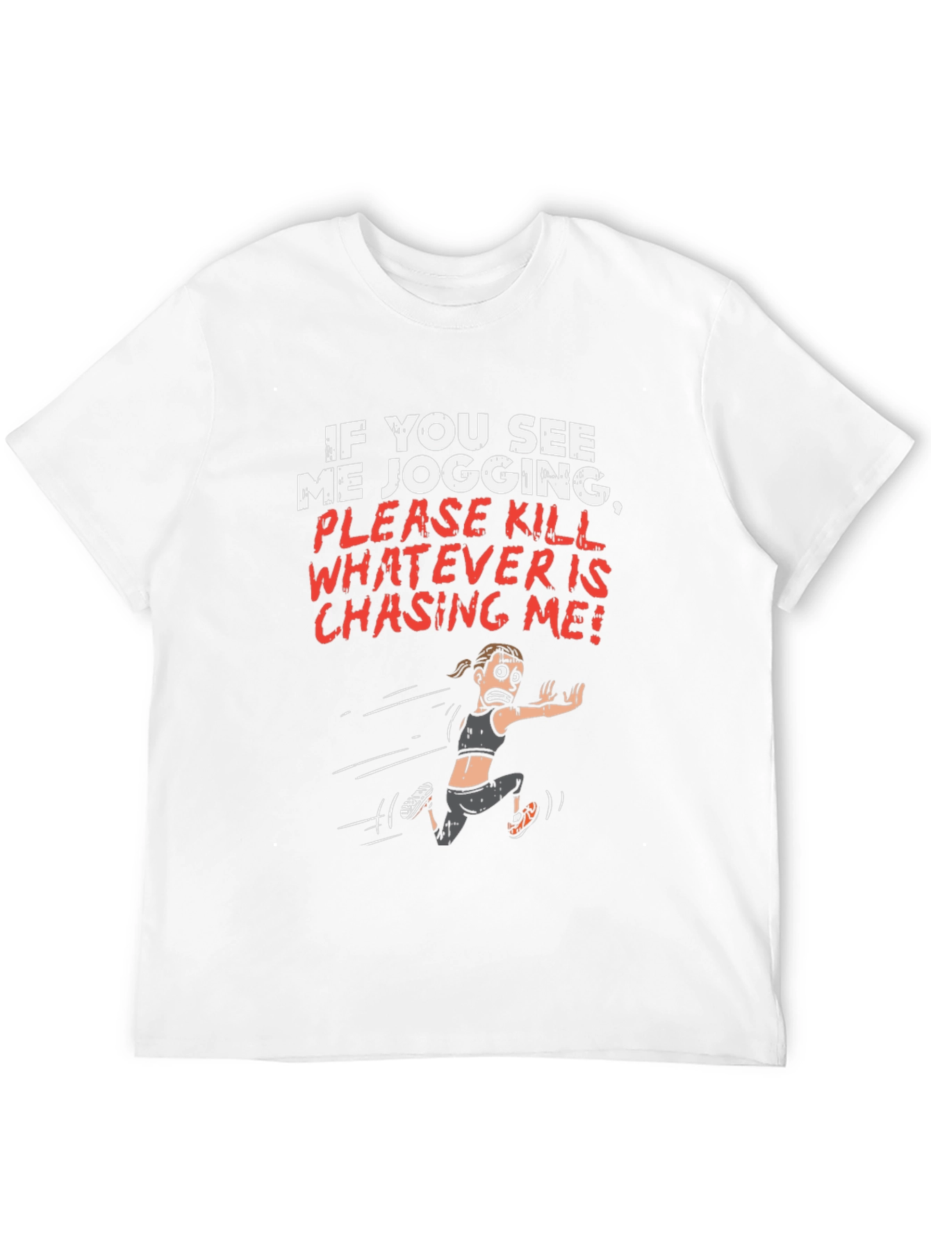 Black Funny Jogging T-Shirt - Kill Whatever is Chasing Me! view 12