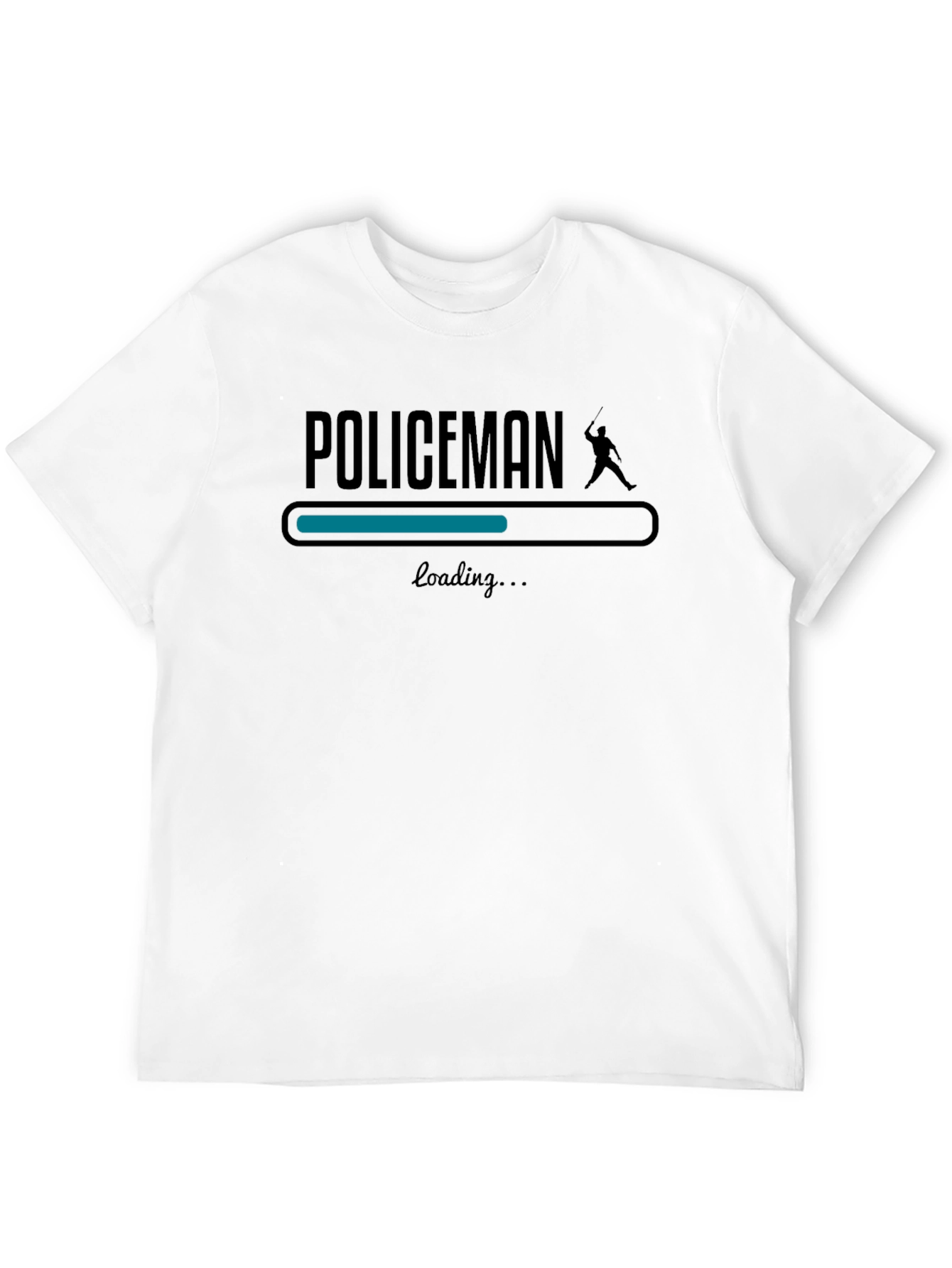 Black Policeman Loading Graphic Tee - Black Cotton T-Shirt view 12