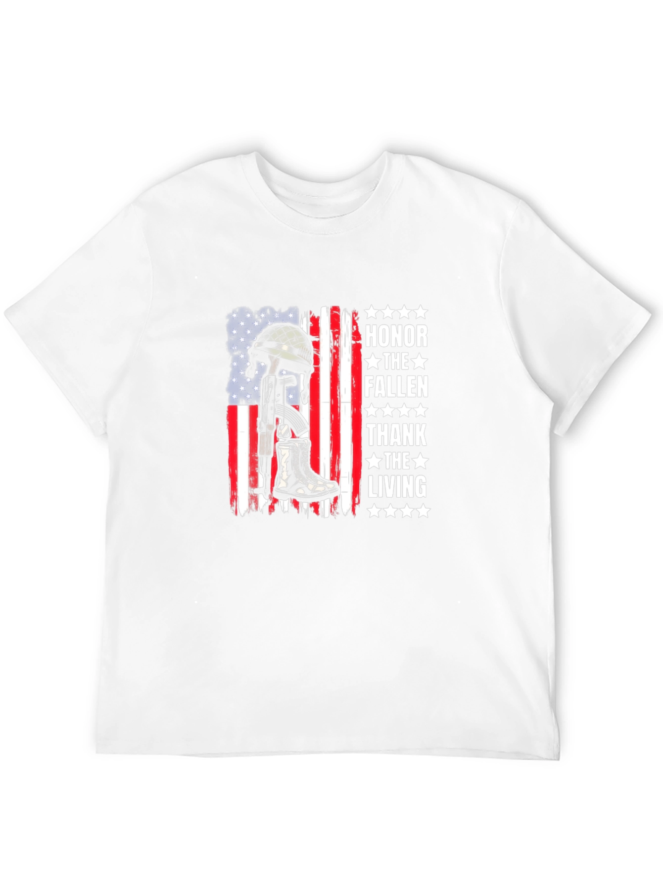 Honor Fallen Thank Living American Flag T-Shirt - 12
