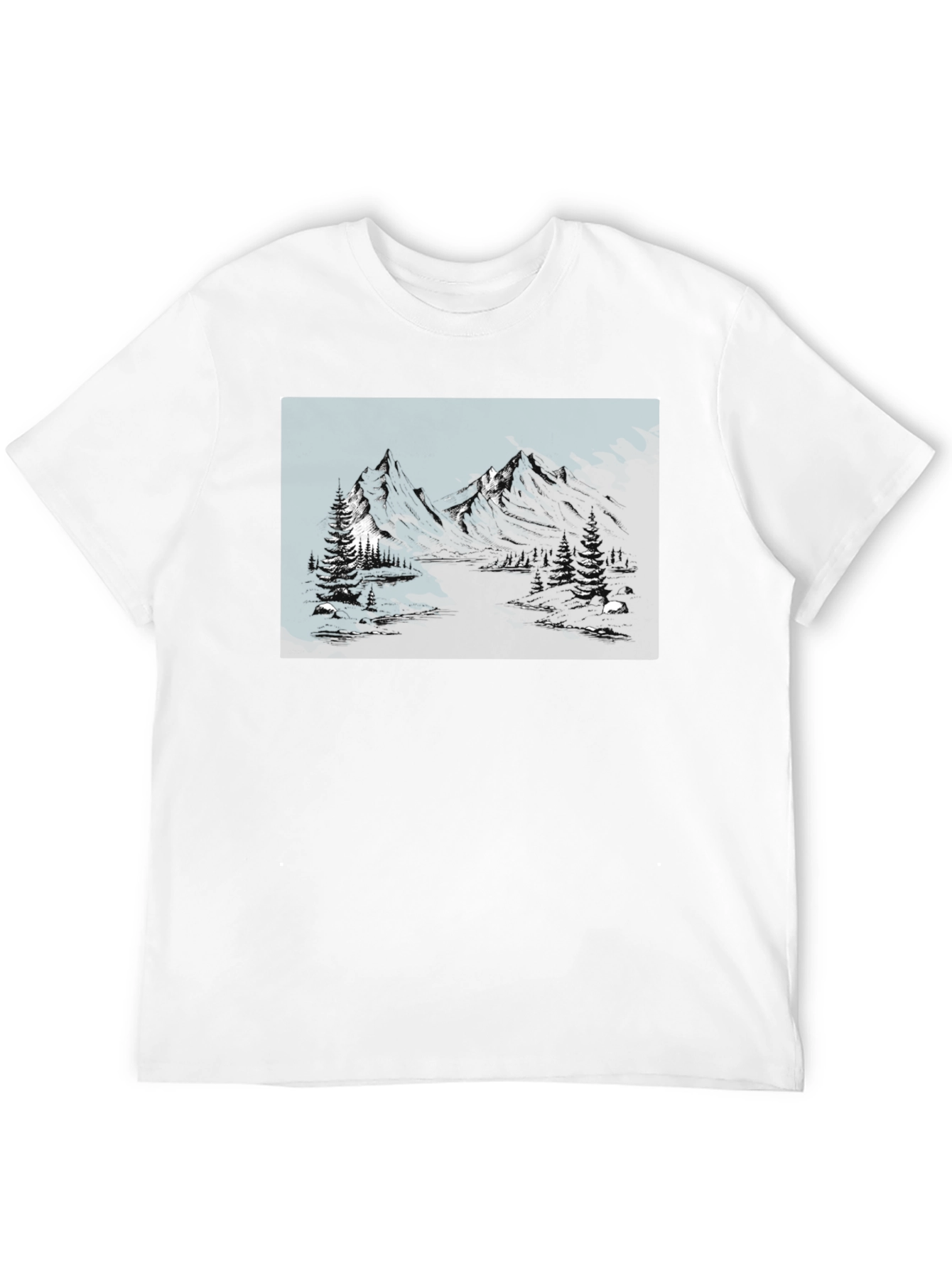 Black Mountain Landscape Graphic Tee - Black Cotton Blend view 12