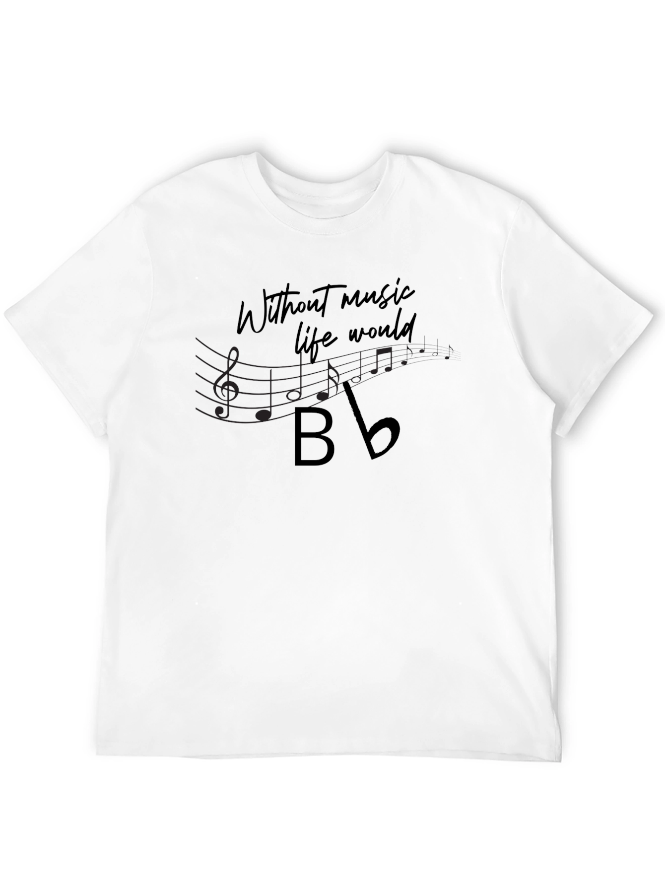 Black Music Lover's T-Shirt - Without Music Life Would B Flat view 12