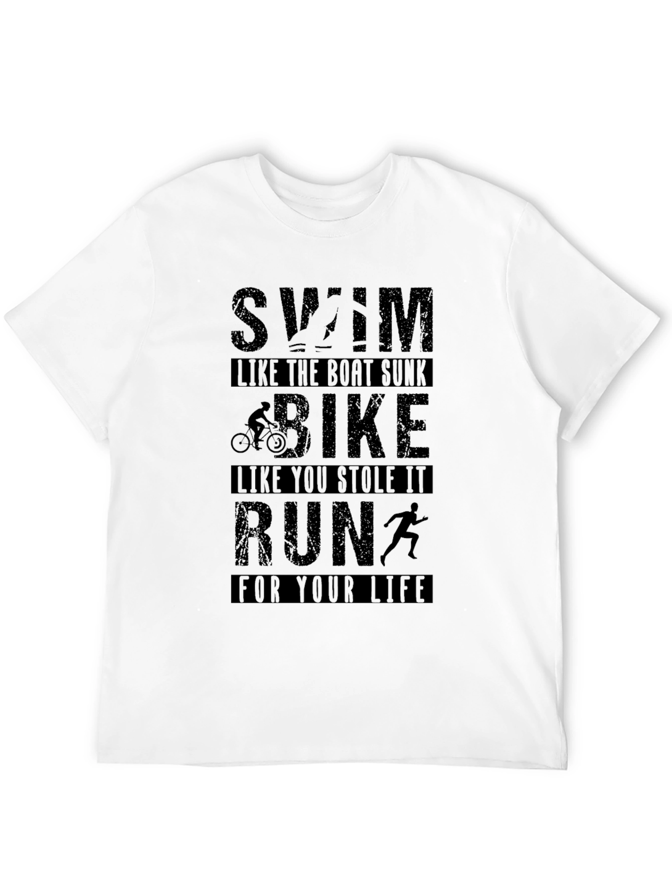 Black Swim Bike Run Graphic T-Shirt - Black view 12