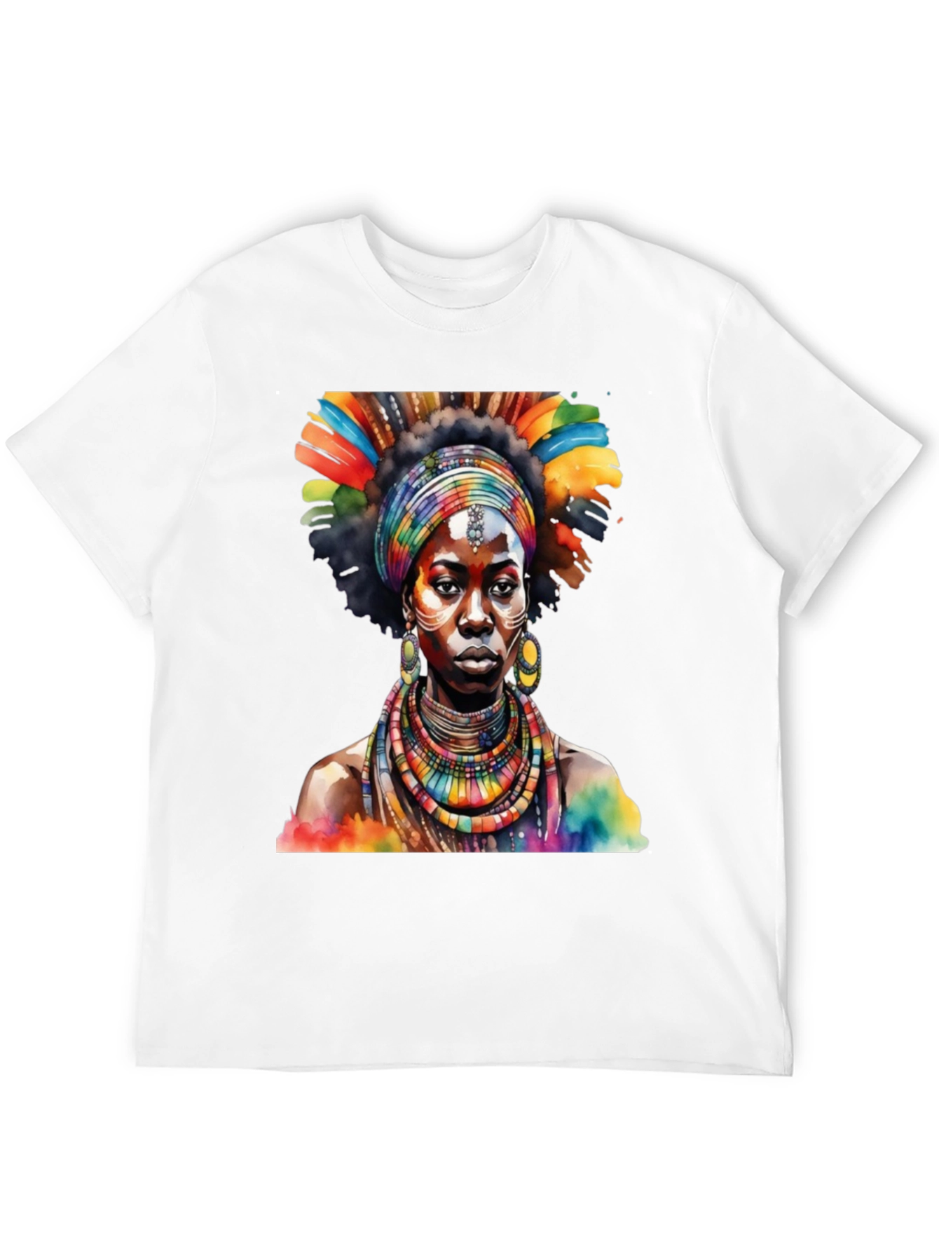 African Queen Watercolor Graphic Tee - Black - 12