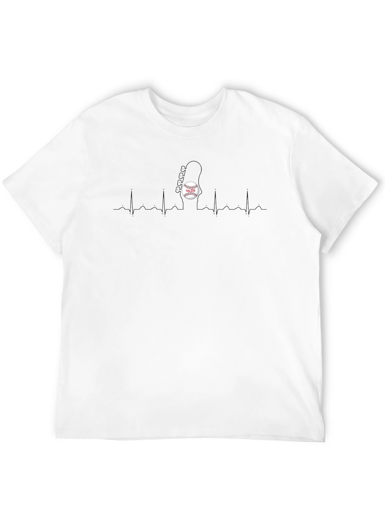 Black Baseball Heartbeat T-Shirt view 12