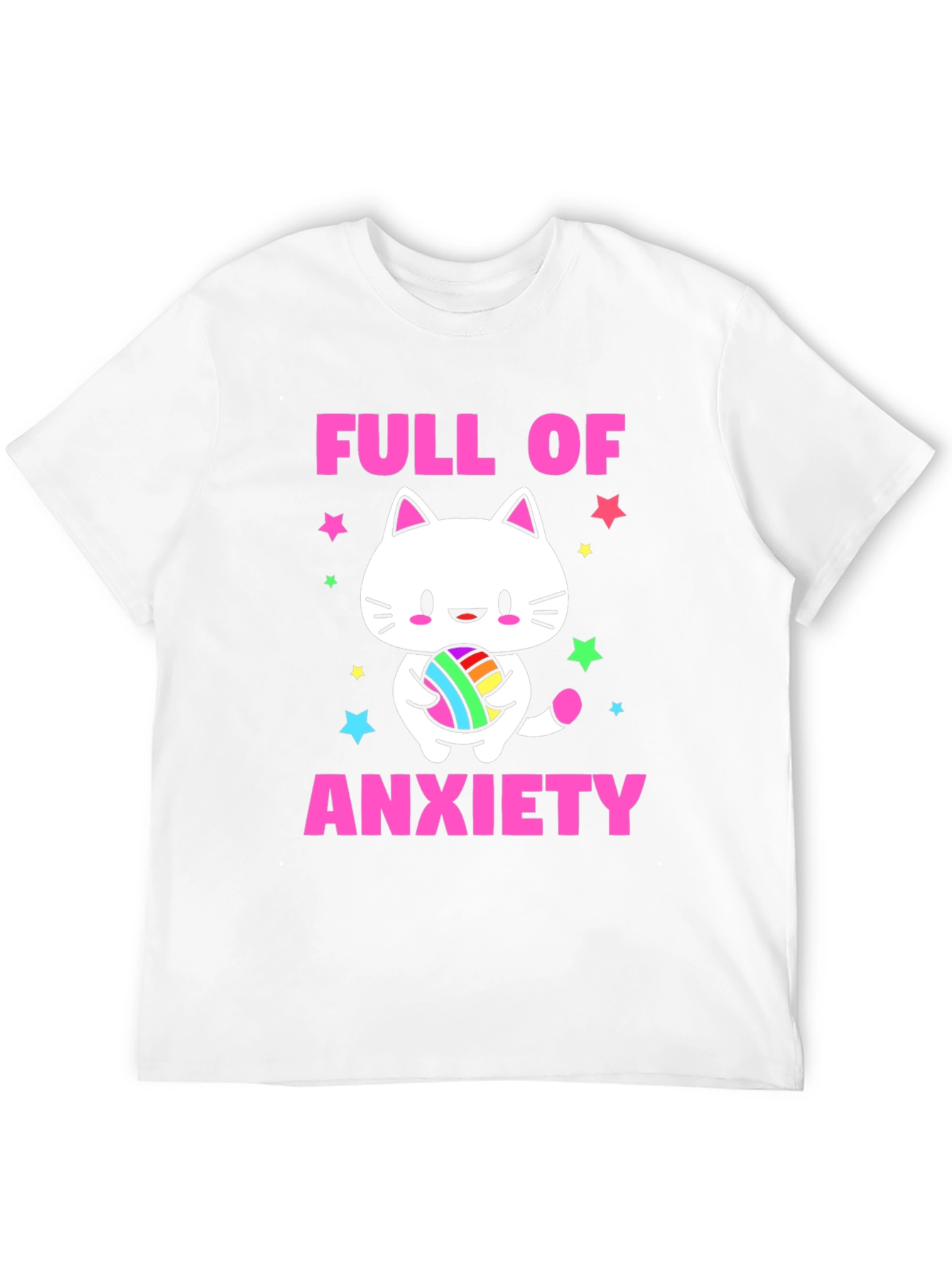 Black Full of Anxiety Cat T-Shirt view 12