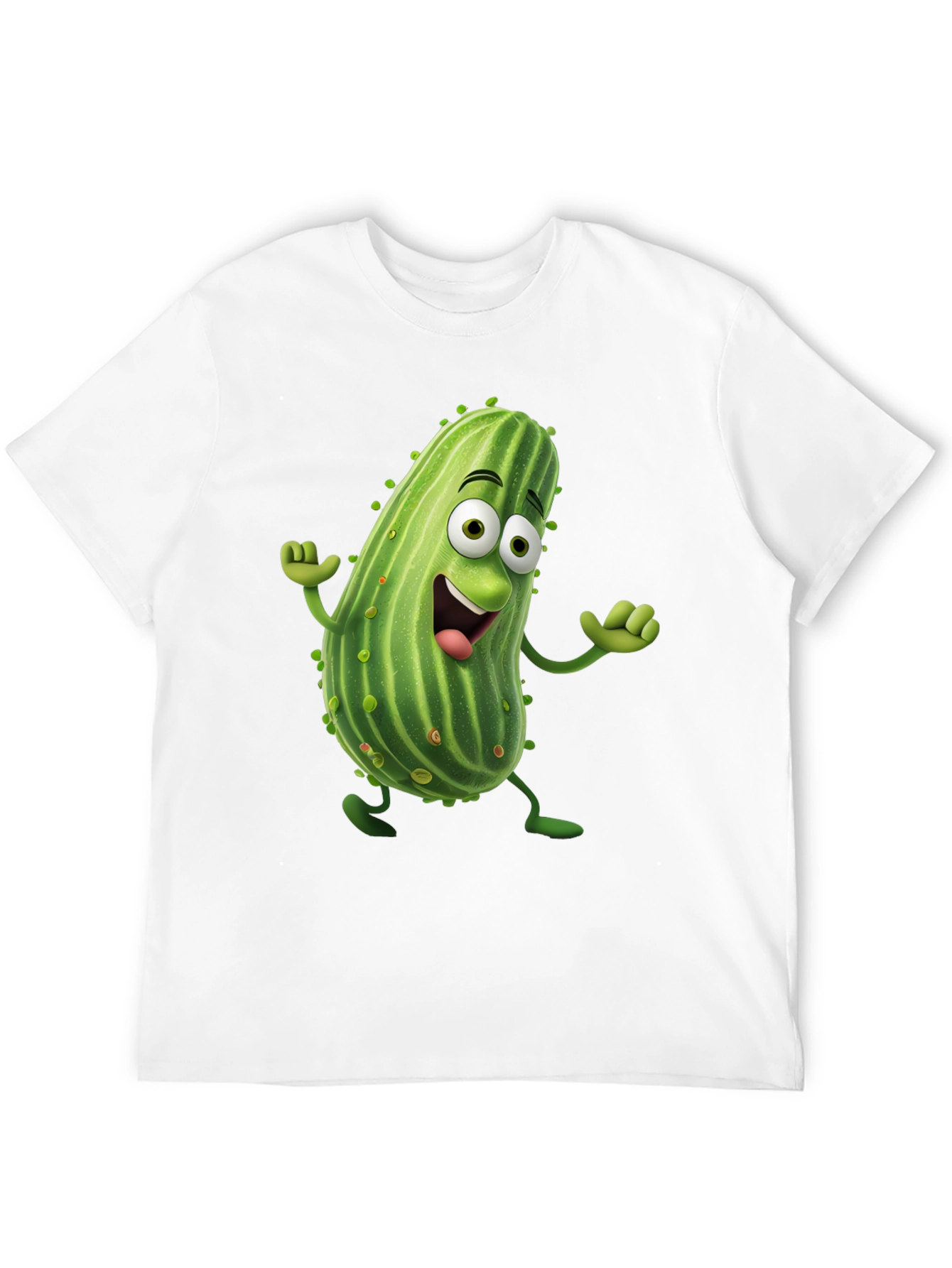 Black Funny Pickle Cartoon Black T-Shirt view 12