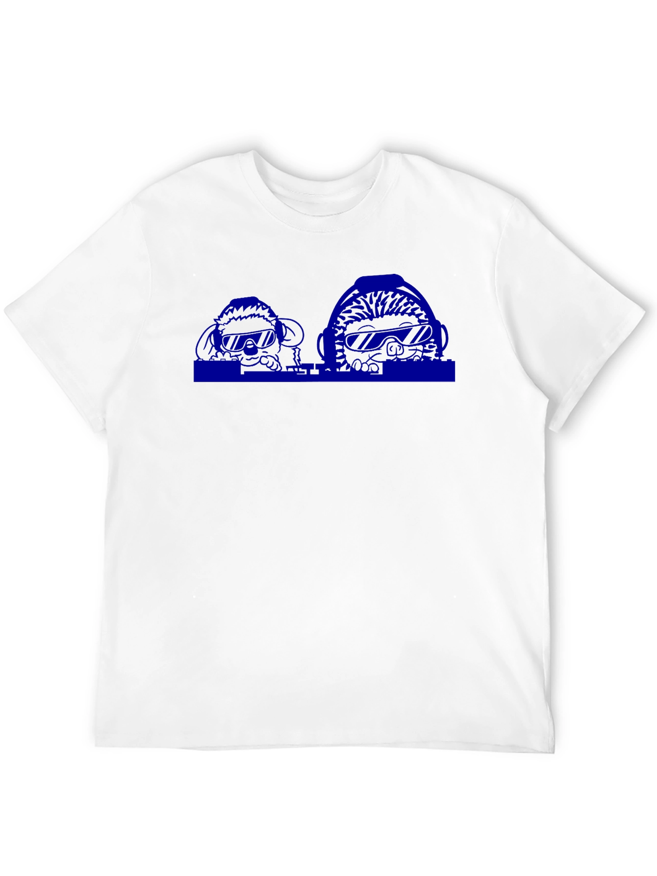 Black Men's Black T-Shirt with Blue Graphic Print view 12