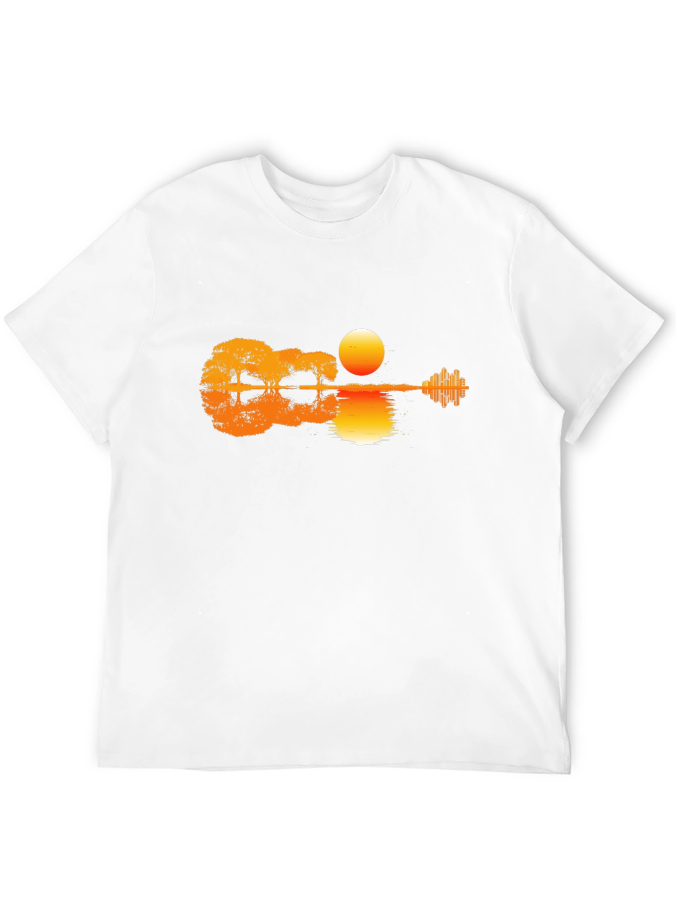 Black Sunset Guitar T-Shirt - Music & Nature Design view 12