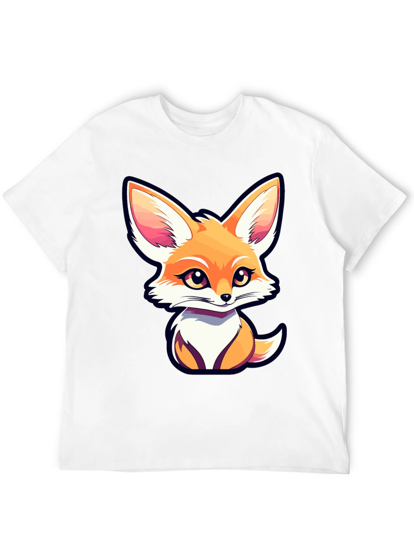 Black Cute Fox Graphic Tee - Unisex Black T-Shirt view 12