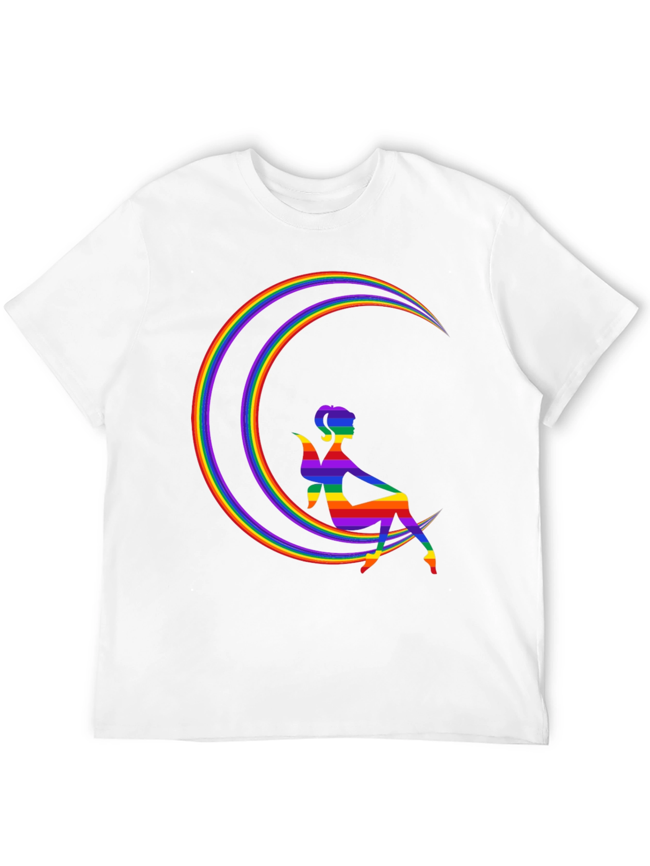 Black Rainbow Moon Fairy Graphic Tee - Black Cotton Blend Shirt view 12