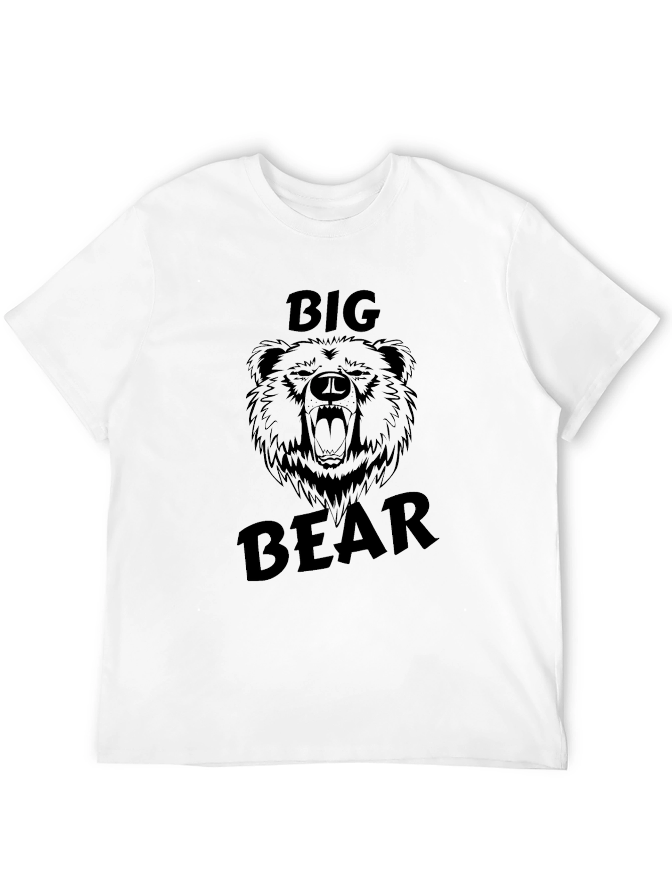 Black Big Bear Graphic Tee - Mens Black Cotton T-Shirt view 12
