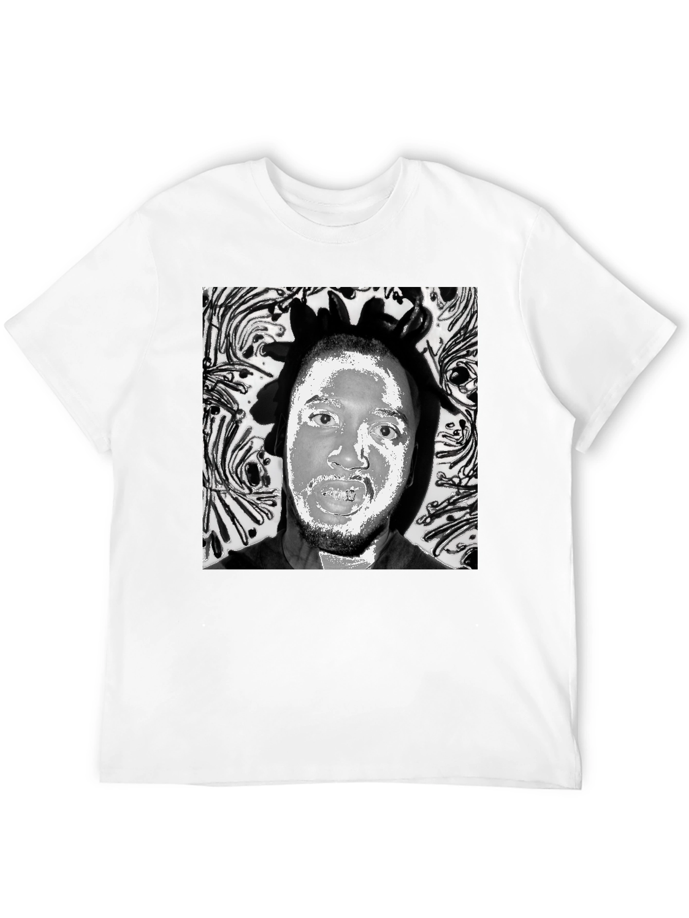 Black Black T-Shirt with Artistic Face Graphic view 12