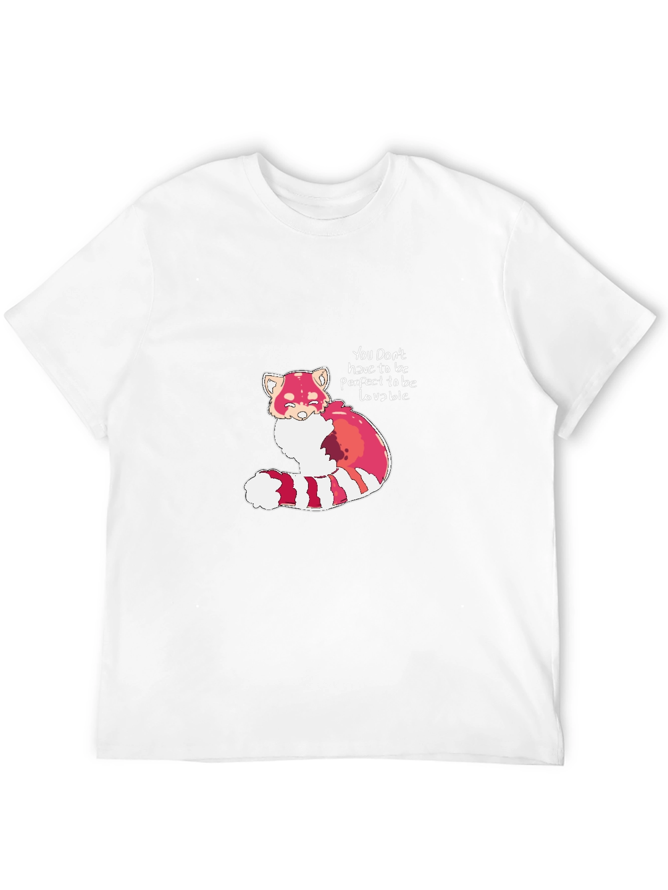 Black Red Panda 'Lovable' Black T-Shirt view 12