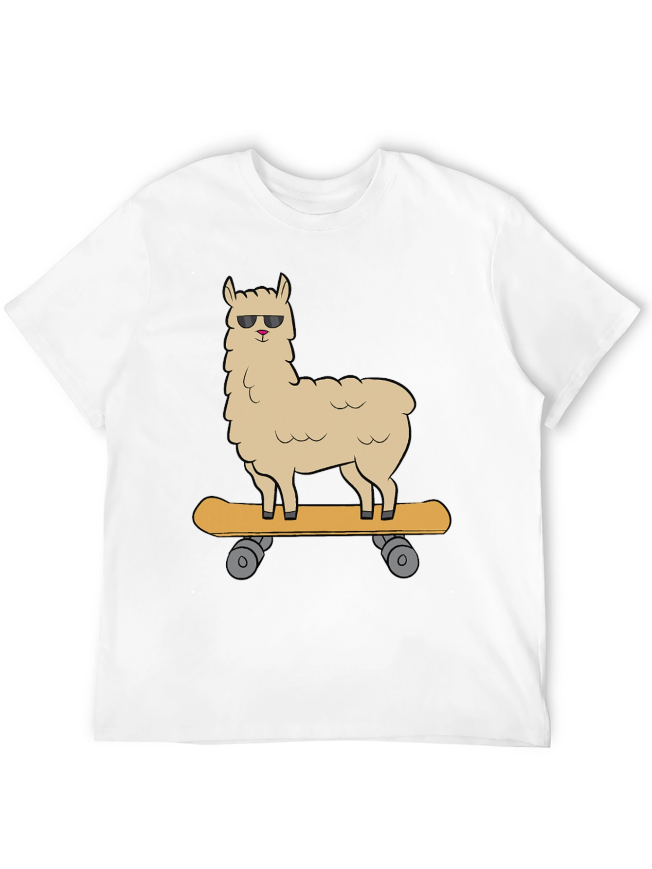 Black Cool Llama Skateboard Graphic Tee - Black view 12