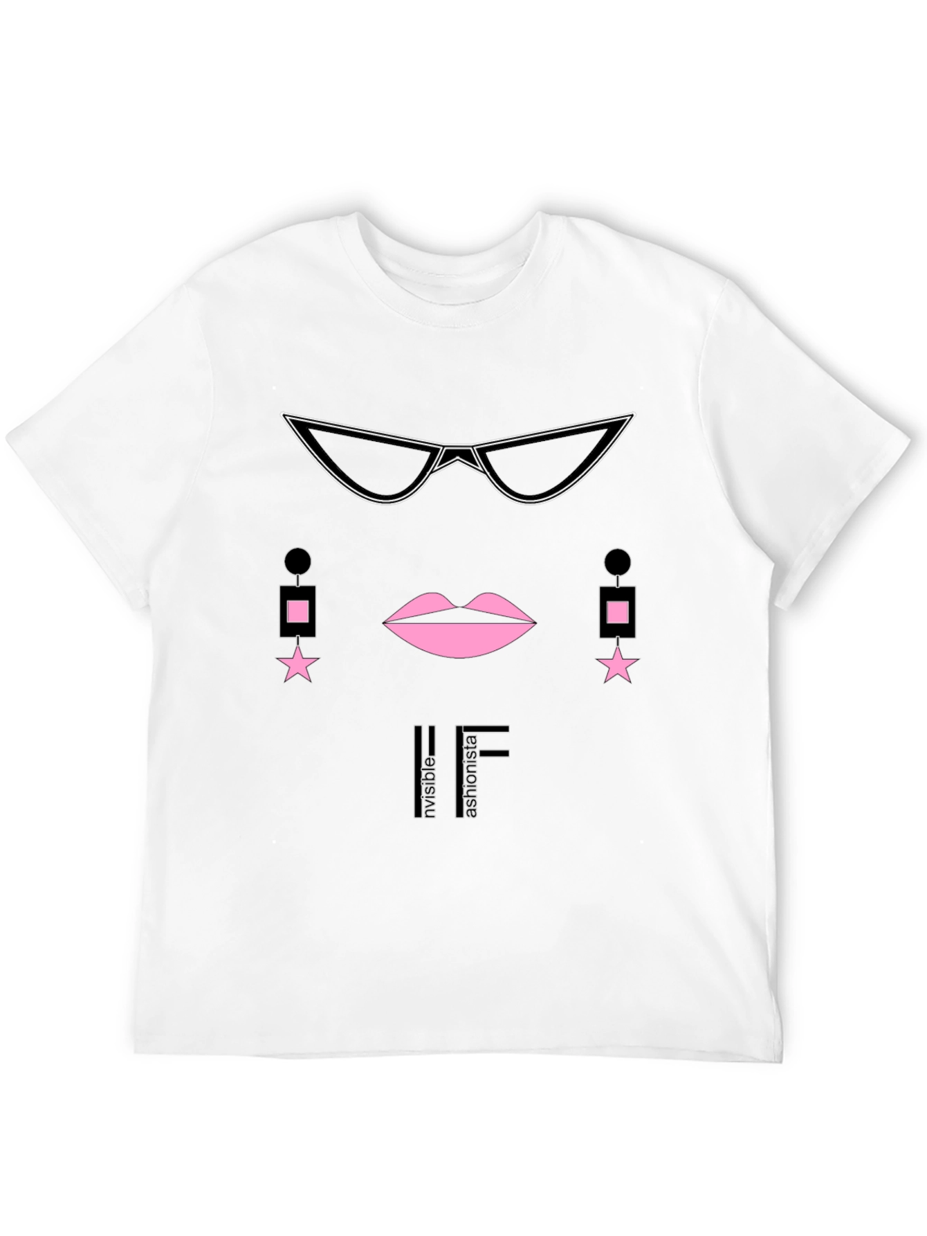 Black Stylish Graphic Tee - "Invisible Fashionista" view 12