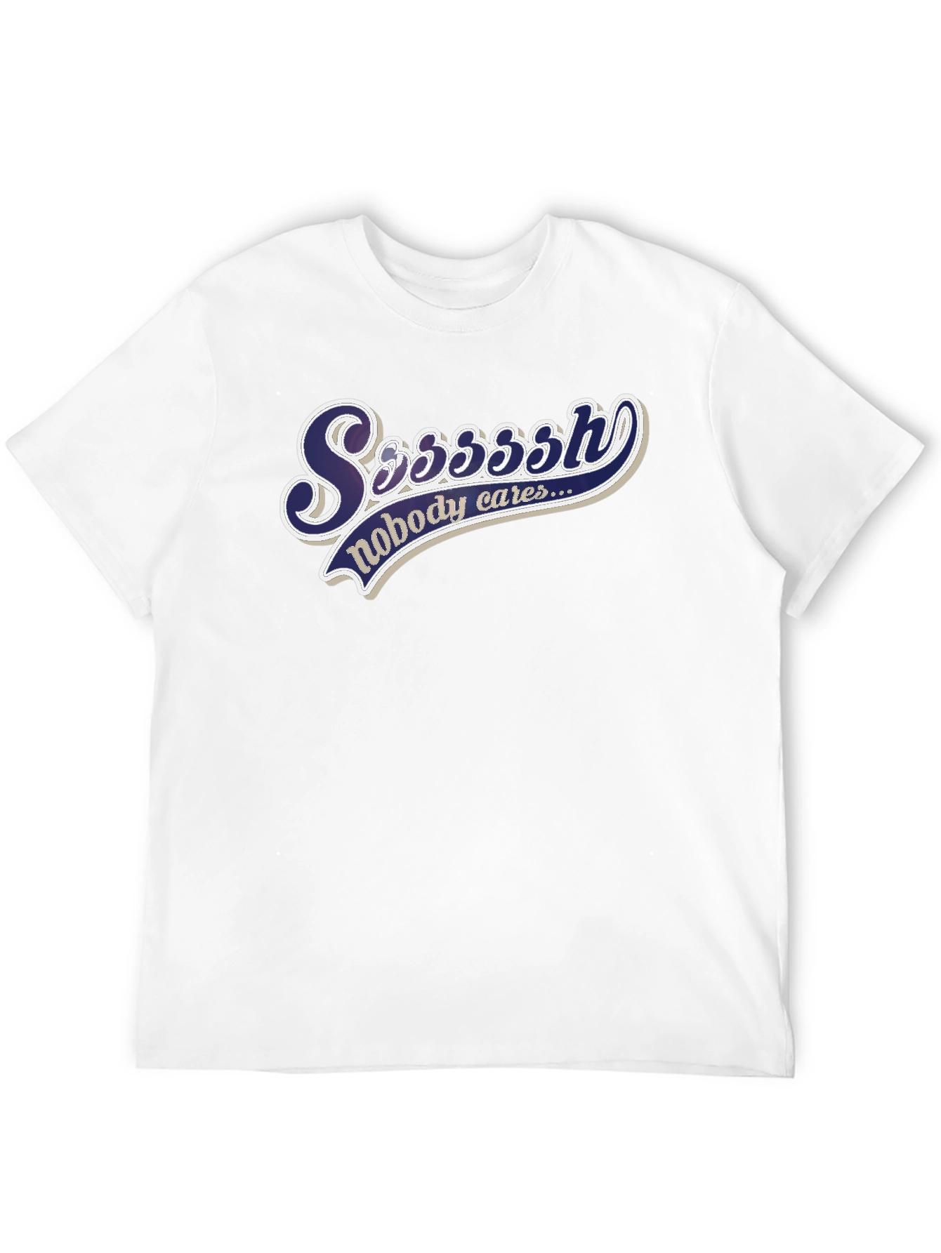 Black Ssssssh Nobody Cares T-Shirt - Black Casual Tee view 12