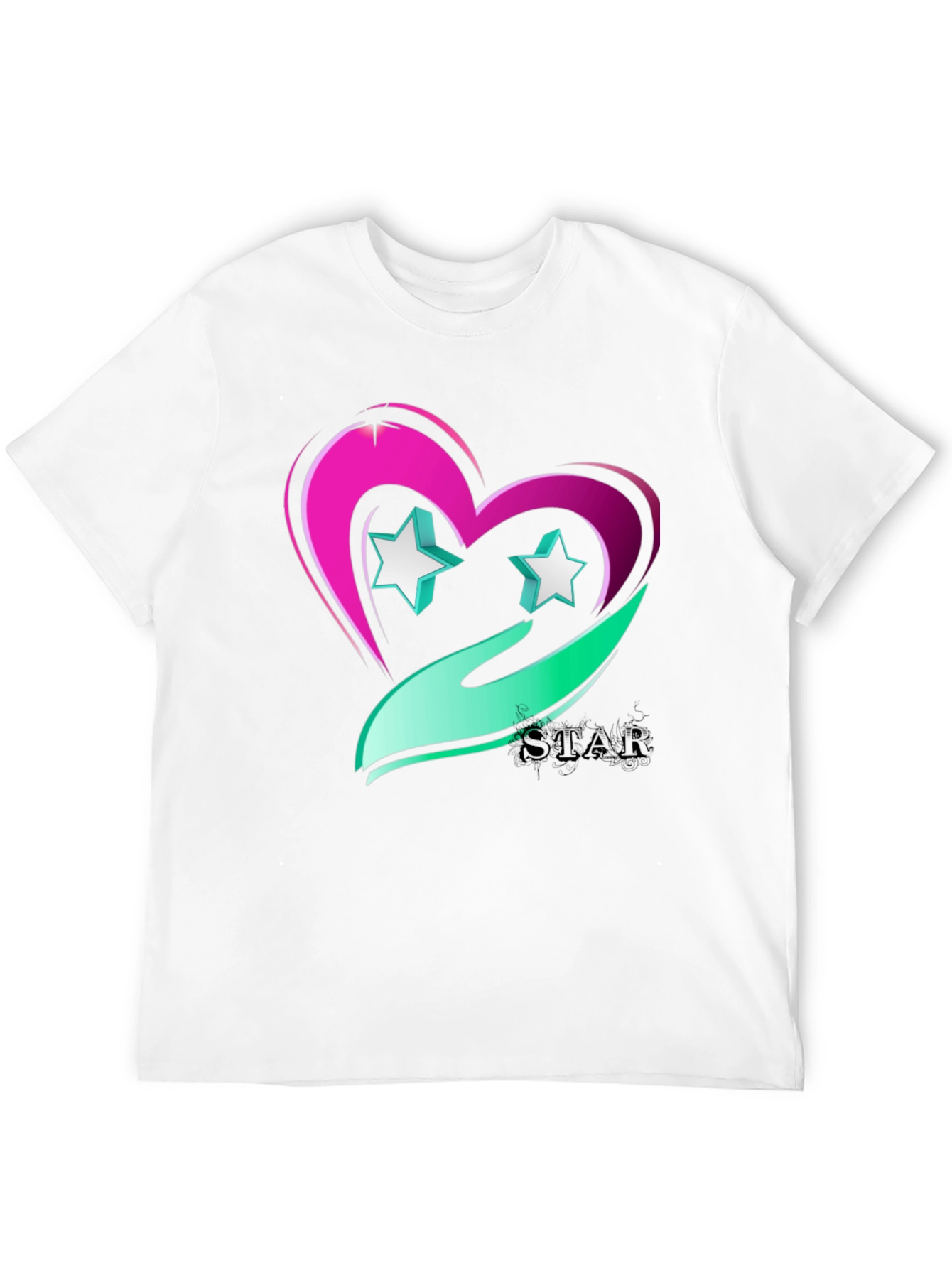 Black Star Heart Graphic Tee - Trendy Casual Wear view 12