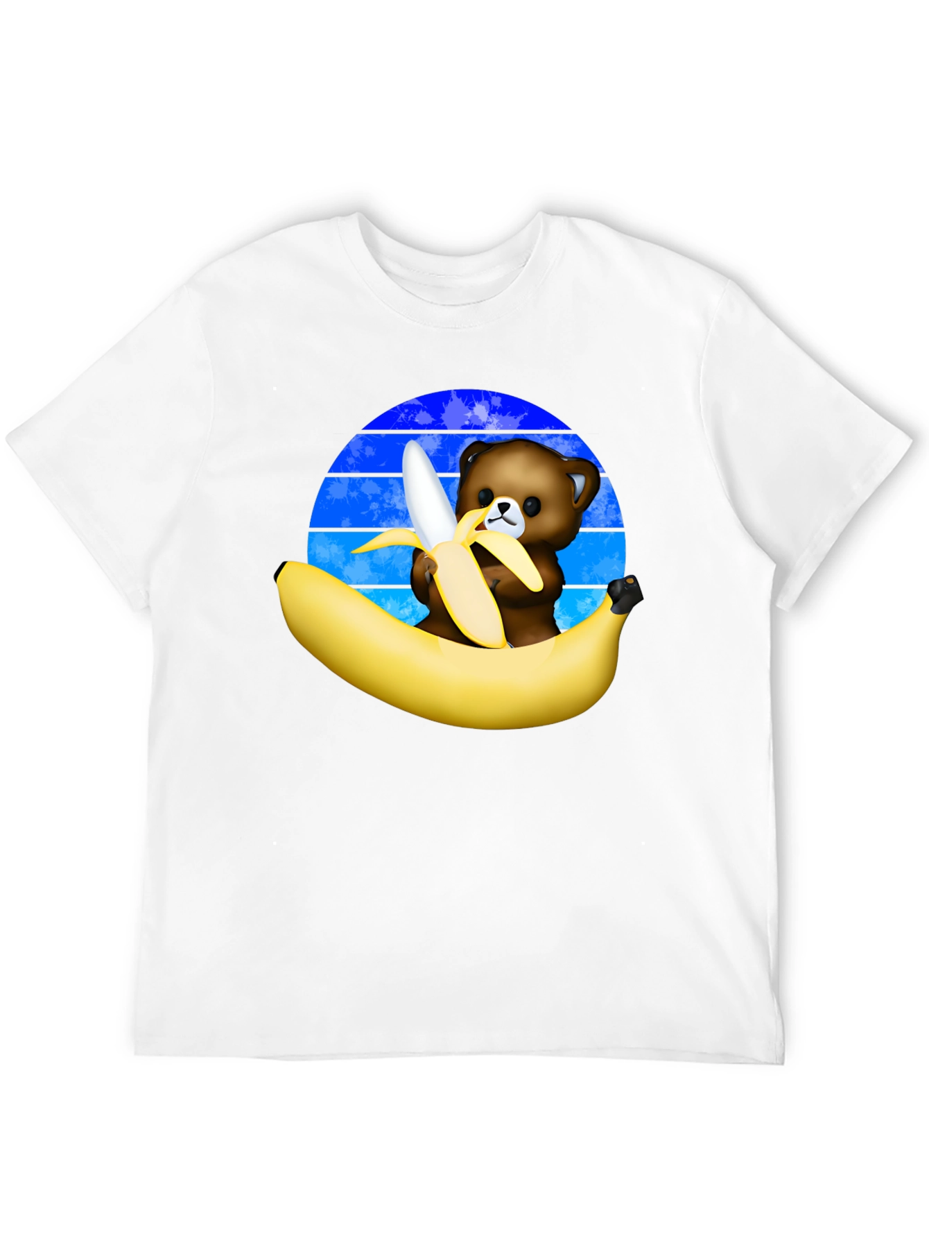 Black Funny Bear Eating Banana Graphic T-Shirt view 12