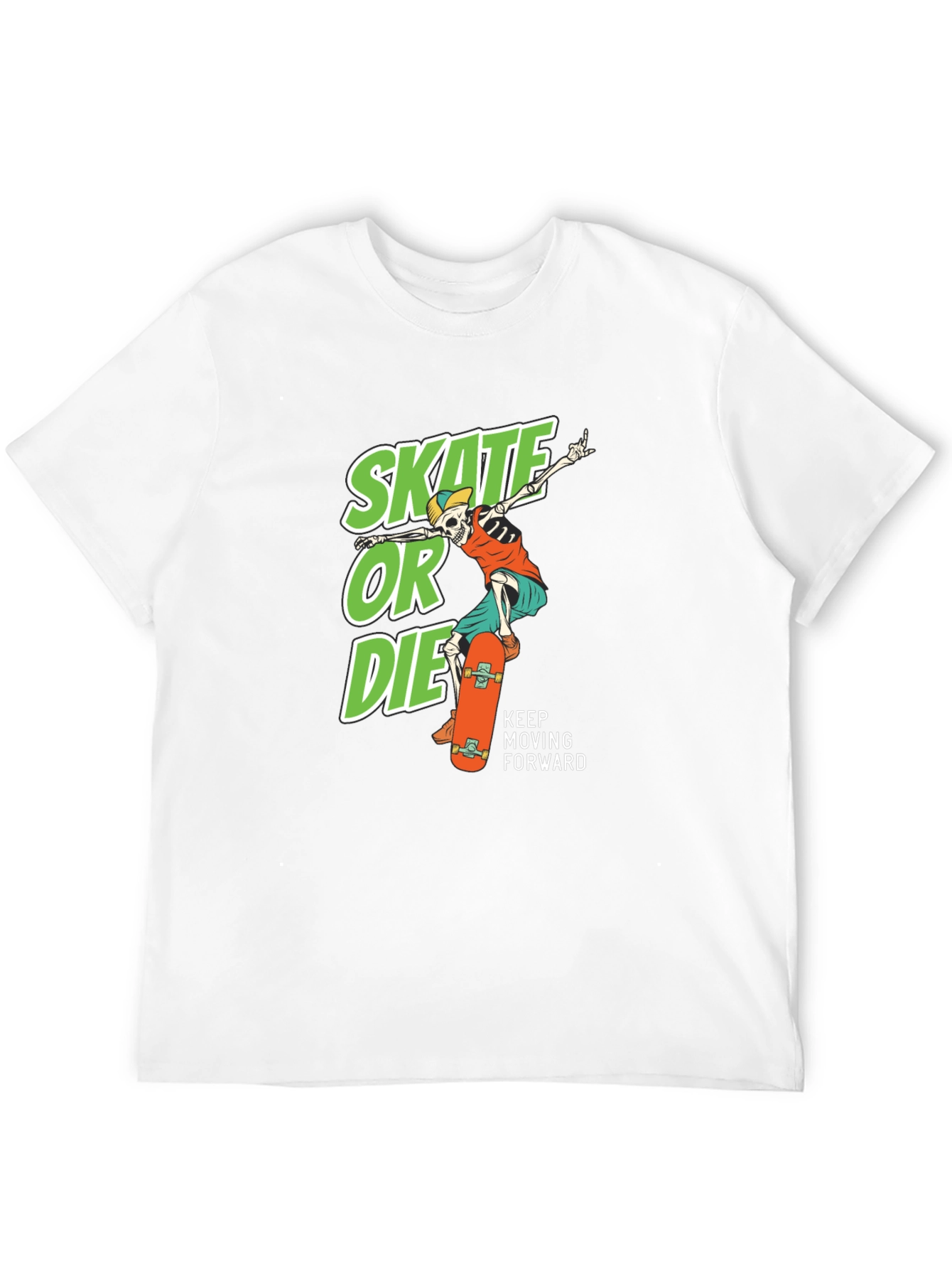 Black Skate or Die Graphic Tee - Cool Skateboarder Skeleton T-Shirt view 12