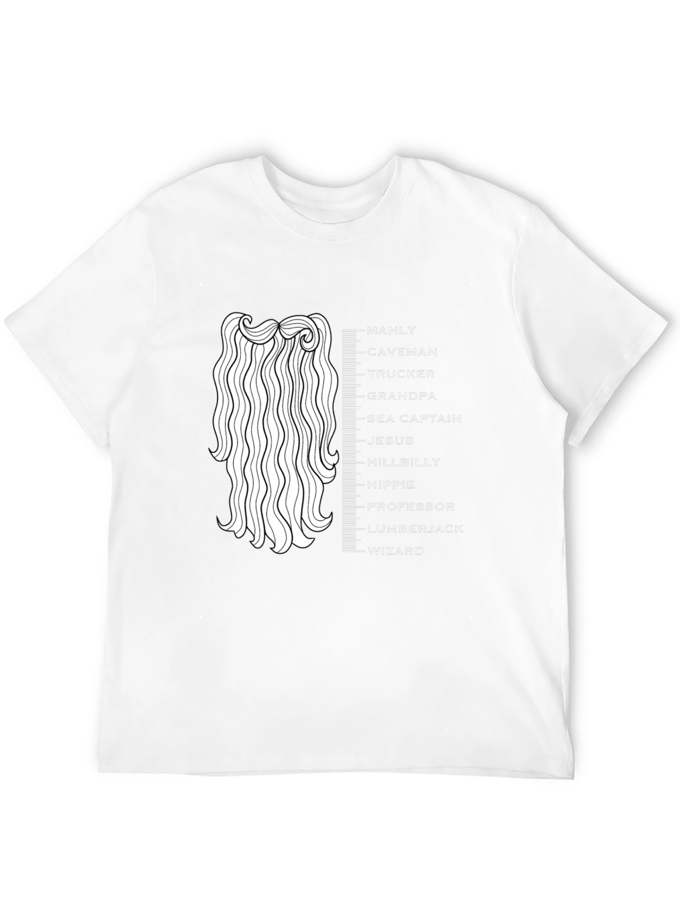 Black Funny Beard Length Scale Men's Graphic T-Shirt view 12