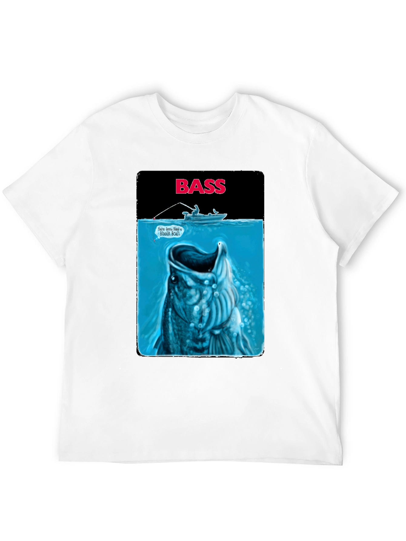 Black Bass Fishing Graphic T-Shirt - Jaws Parody view 12