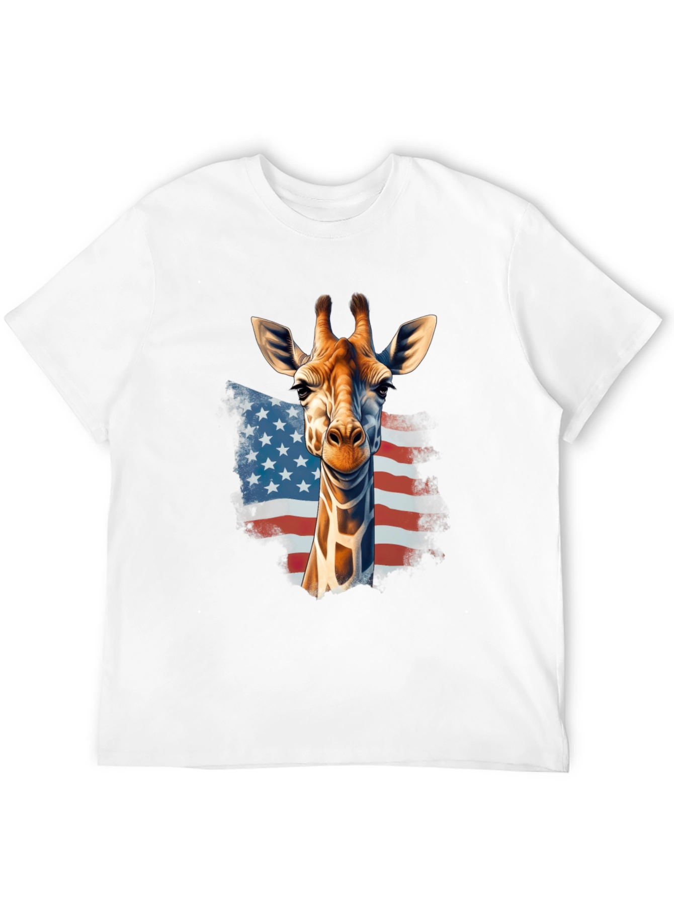Black Giraffe USA Flag Graphic T-Shirt view 12