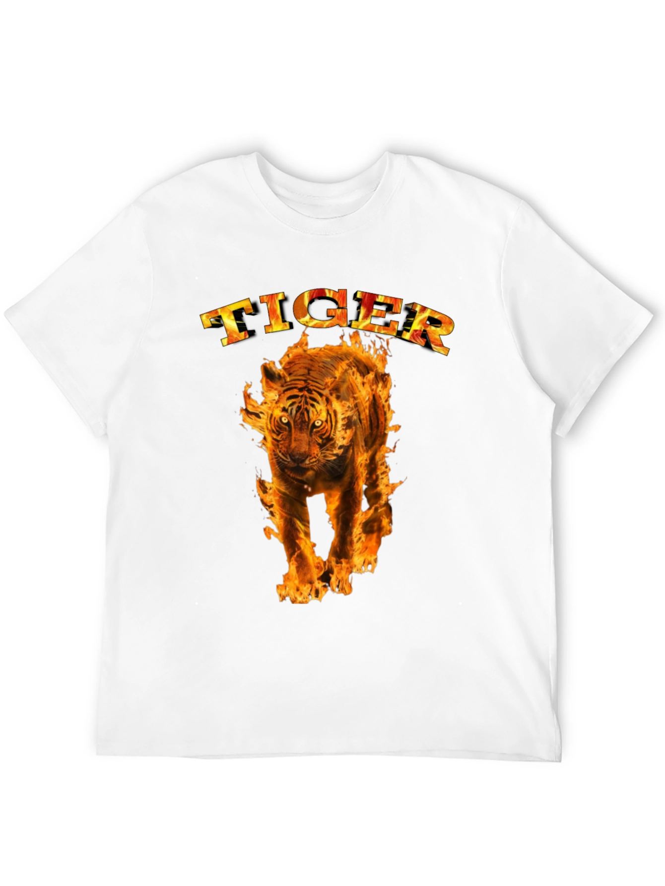 Black Fiery Tiger Graphic Tee - Bold Black T-Shirt view 12