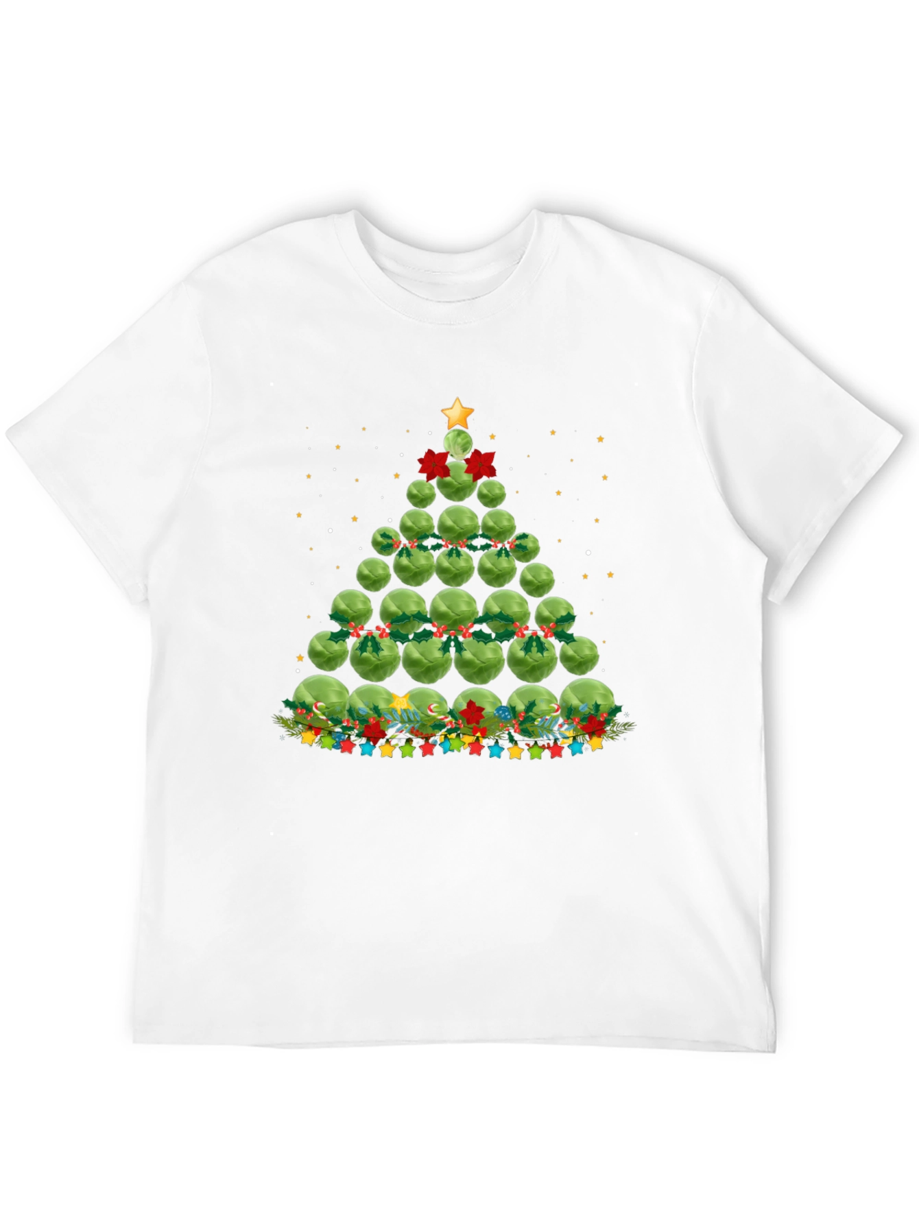 Black Brussels Sprouts Christmas Tree Holiday T-Shirt view 12