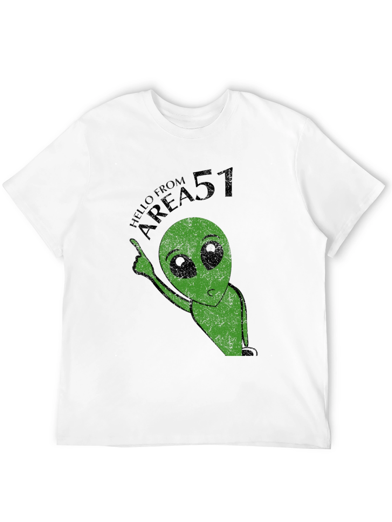 Black Area 51 Alien Graphic Print Black T-Shirt view 12