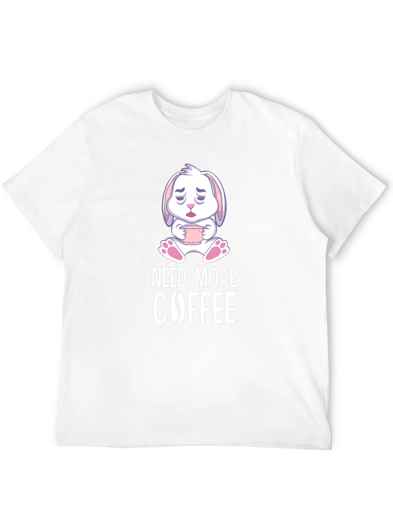 Black Need More Coffee T-Shirt - Cute Bunny Design view 12