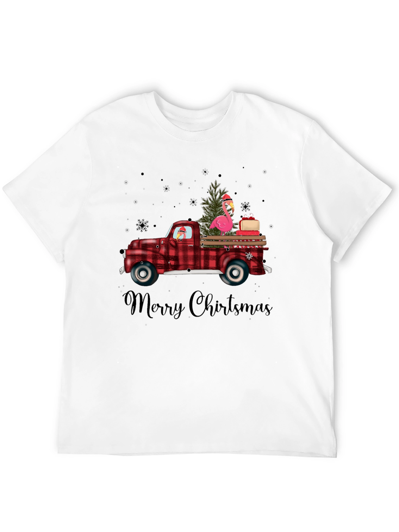 Black Christmas Flamingo Truck Tee view 12