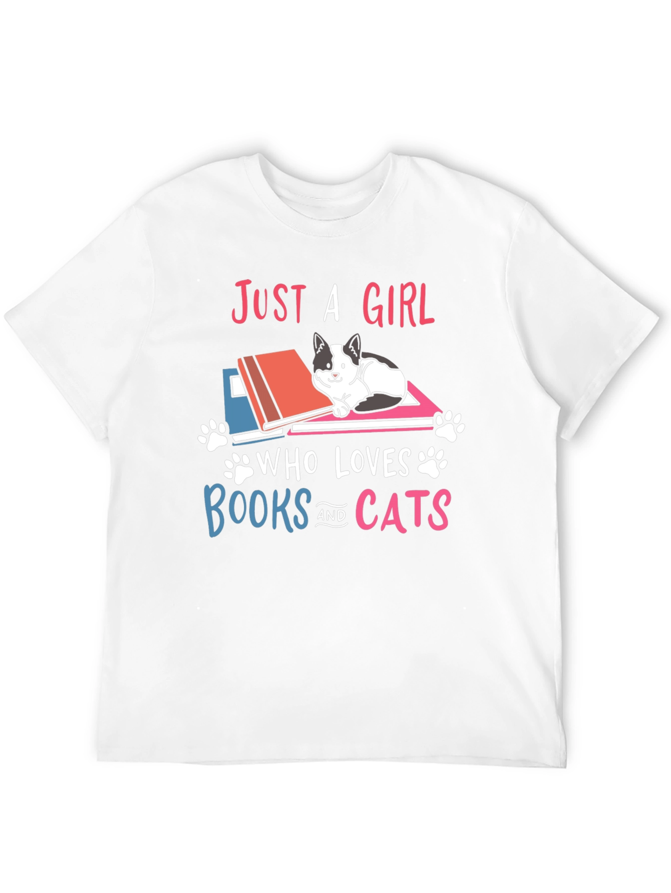 Black Just A Girl Who Loves Books and Cats T-Shirt view 12