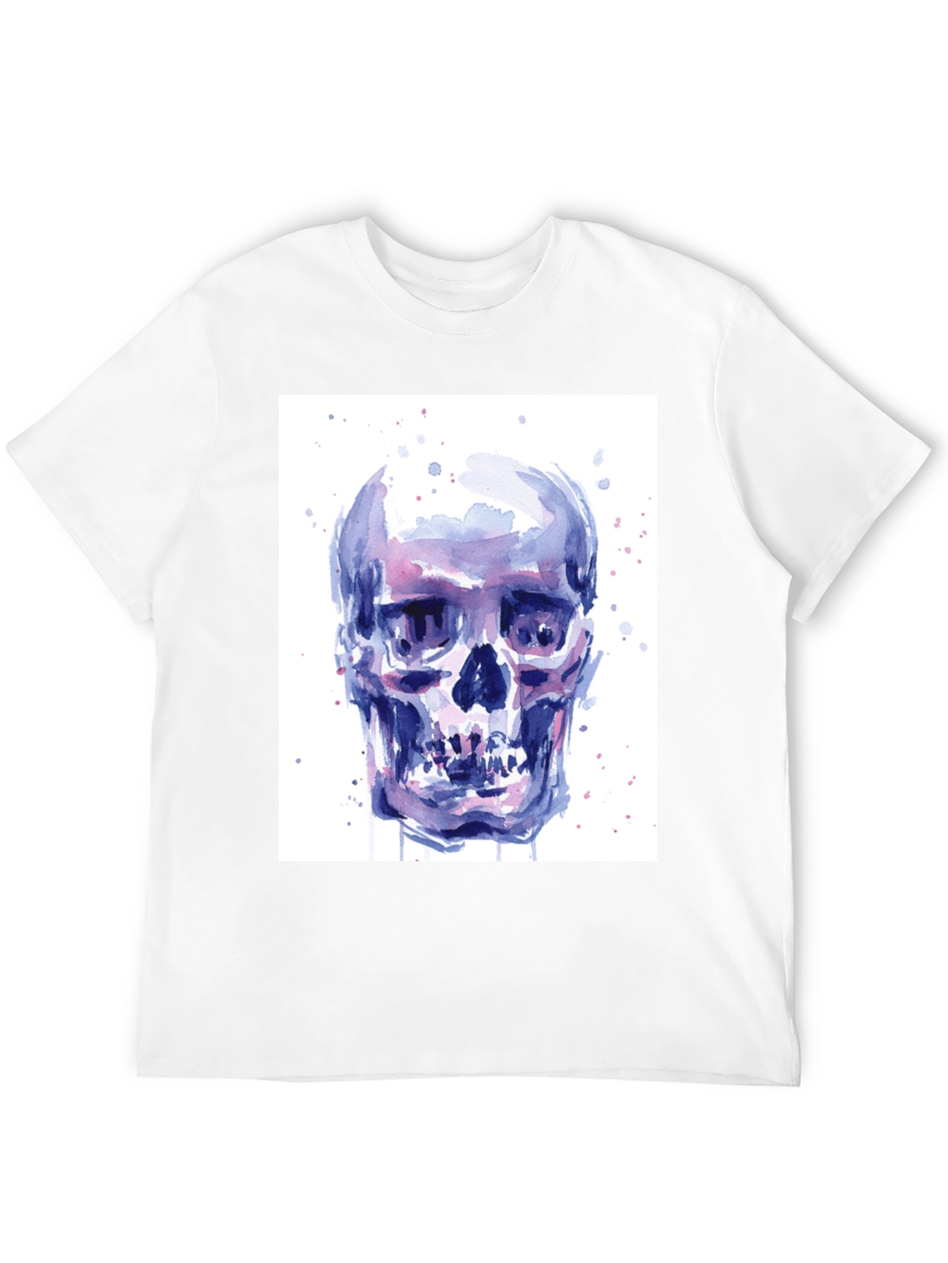 Black Watercolor Skull Graphic Tee - Artistic Print view 12