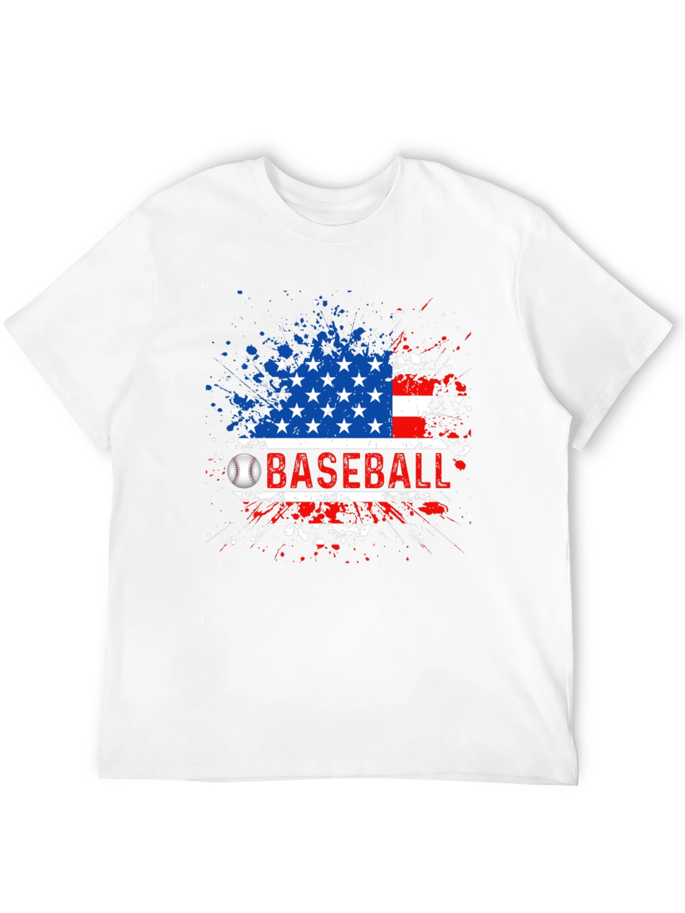 Black Baseball American Flag T-Shirt view 12