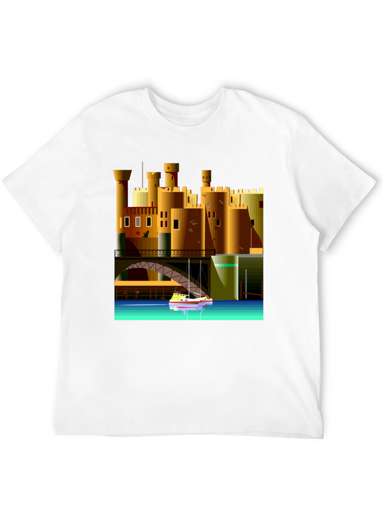 Black Cityscape Boat T-Shirt - Unique Graphic Tee view 12