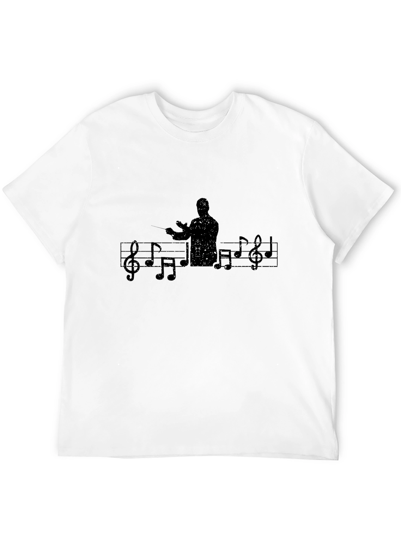Black Conductor Music Notes Graphic T-Shirt - Black view 12