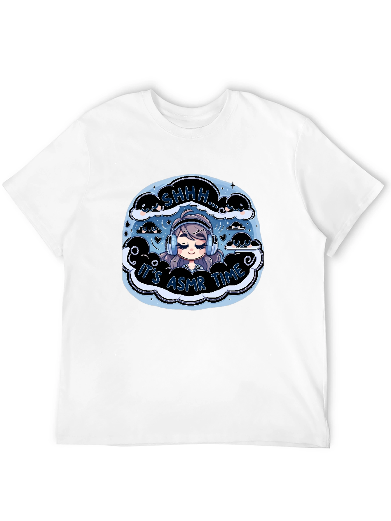 Black It's ASMR Time Black T-Shirt - Cute Anime Design view 12
