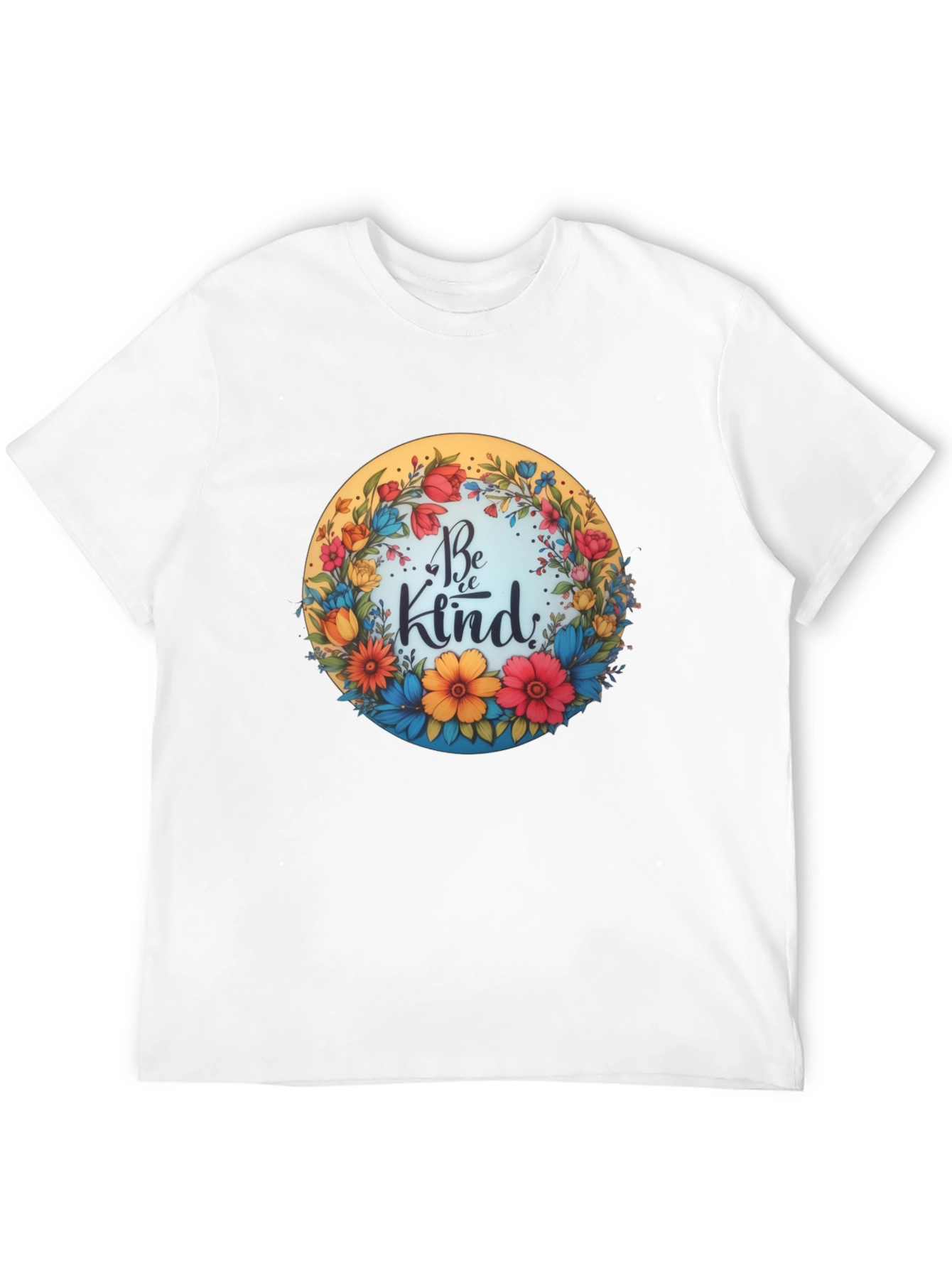 Black Be Kind Floral Wreath Graphic Tee - Black view 12