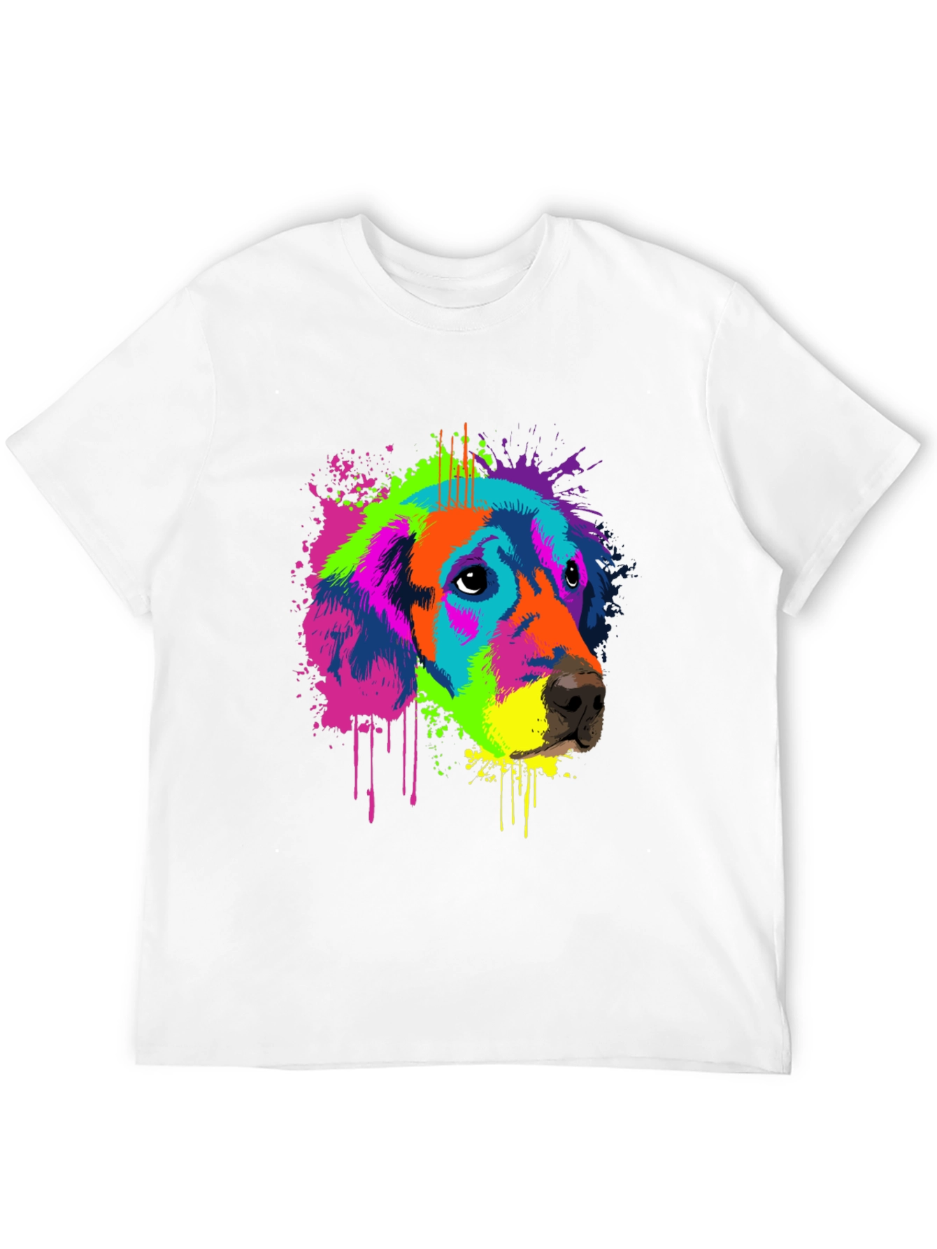 Black Vibrant Dog Graphic Tee - Men's Black T-Shirt view 12