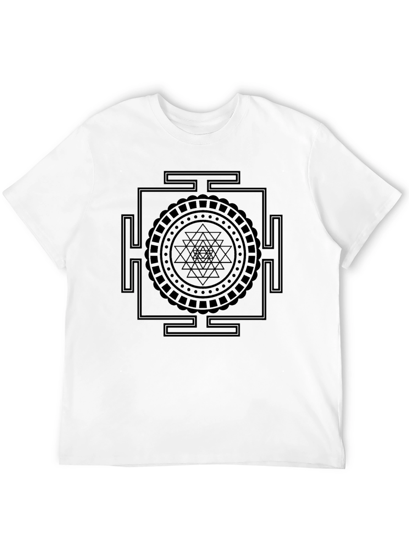 Black Geometric Design Black T-Shirt view 12